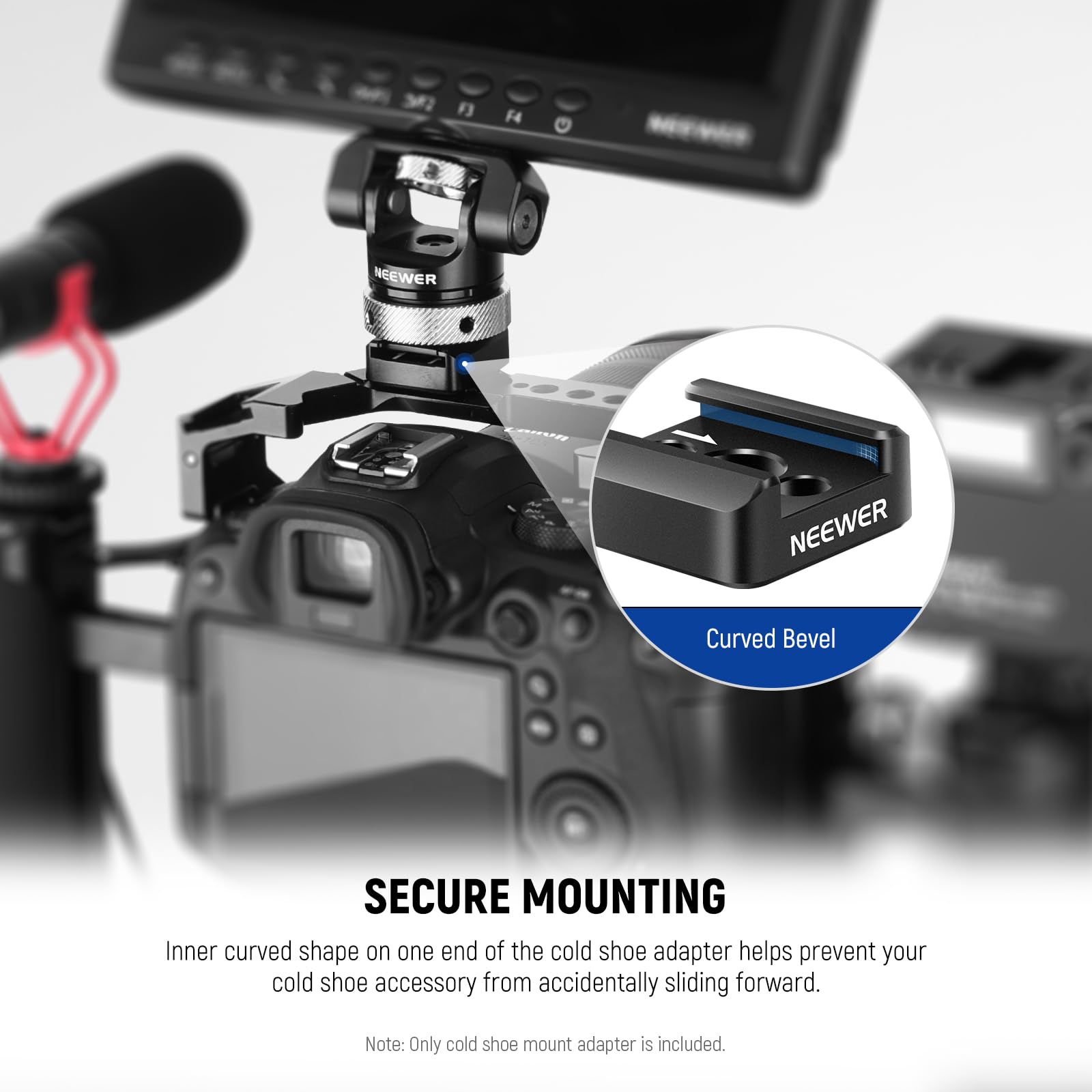 Neewer 3 Pack Cold Shoe Mount Adapter, Cold Shoe Bracket With 1/4'' Thread, Compatible With Smallrig Dslr Camera Cage Microphone