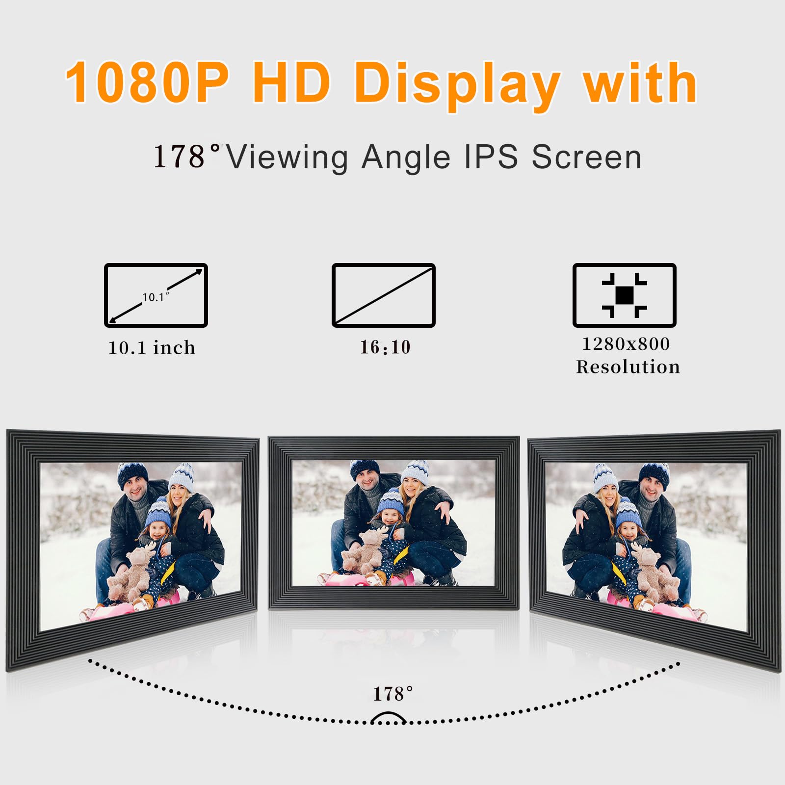 Frameo Digital Picture Frame Wifi 10.1 Inch Digital Photo Frame With16Gb Memory, 1280 * 800 Hd Touch Screen, Auto Rotate, Pictur