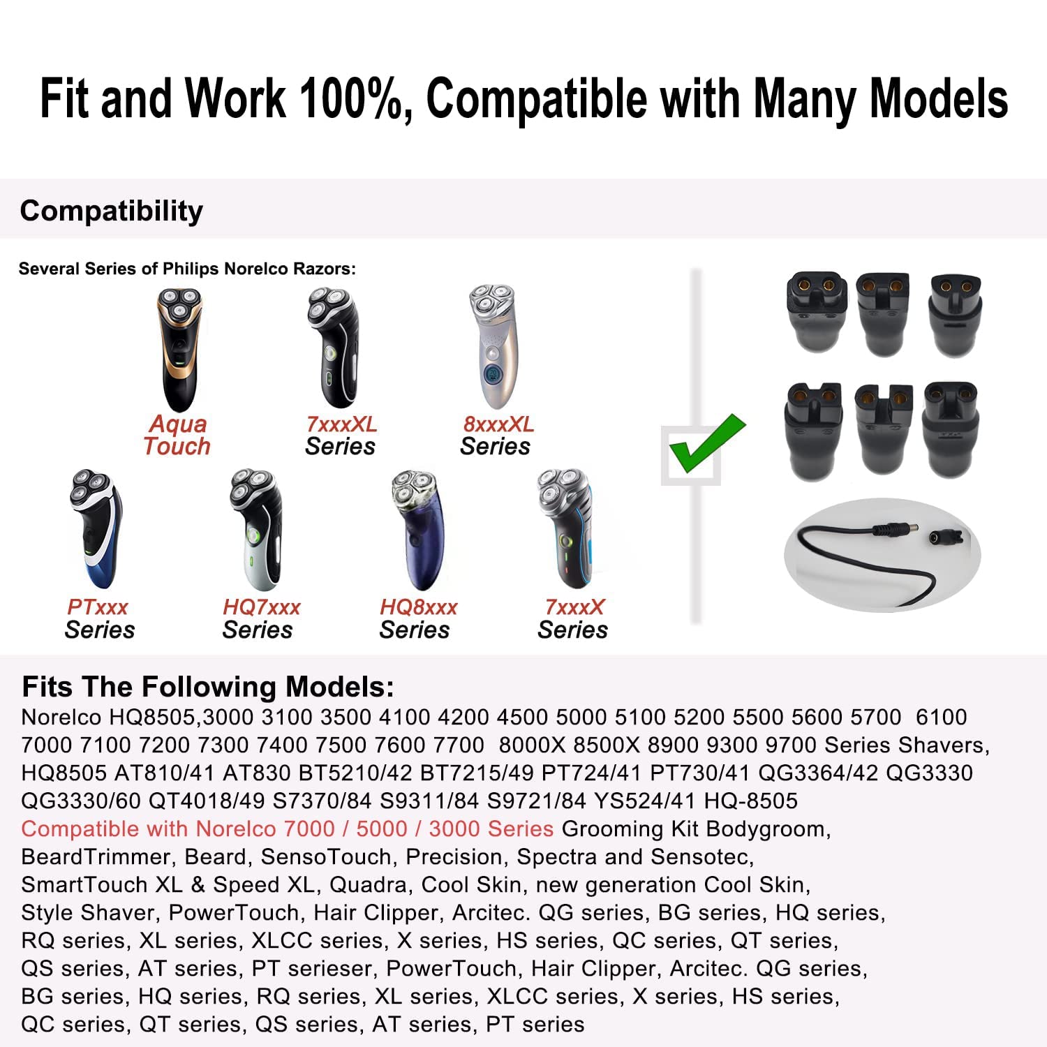 9 Pcs Replacement Power Cord 5V Charger Usb Adapter Suitable For Electric Hair Clippers, Beard Trimmers, Shavers, Beauty Instrum