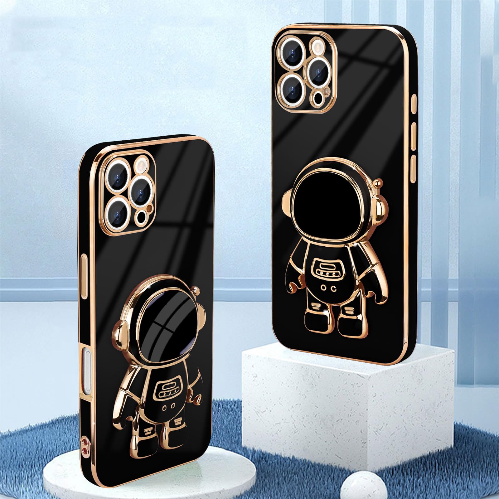 Pepmune For Iphone 16 Pro Case, Cute 3D Astronaut Stand With [2 Screen Protector] [Camera Protection] Kickstand Shockproof Bling