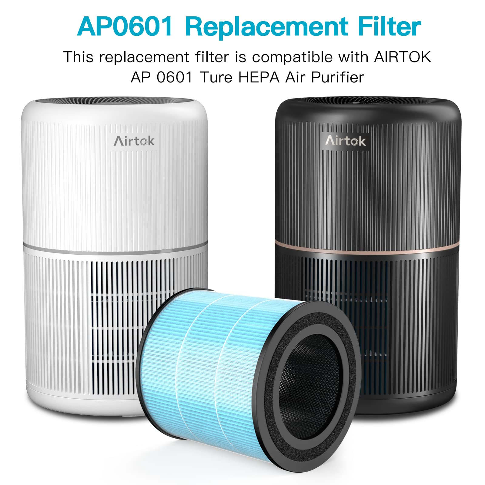 Airtok Air Purifier Ap0601 Replacement Filters, 4-In-1 High-Efficiency Hepa Filter. (4 Pack)