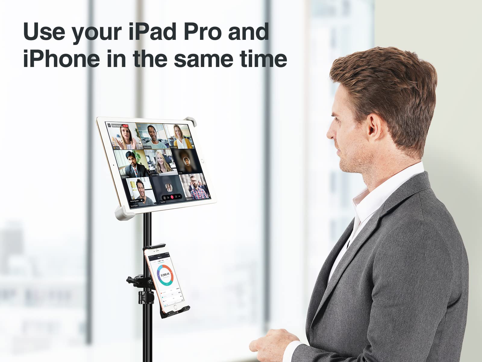 Elitehood Ipad Tripod Stand, 65 Inch Height Adjustable Ipad Stand Holder & Ipad Floor Stand With 360 Rotating Ipad Tripod Mount