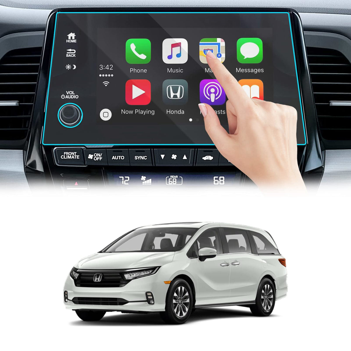 Moonlinks Compatible With 2018-2024 Honda Odyssey Screen Protector 8 Inch,Tempered Glass Touchscreen Protector Foil For 2024 2023 2022 2021 Odyssey Ex Ex-L Touring,Car Navigation Screen Protective Film