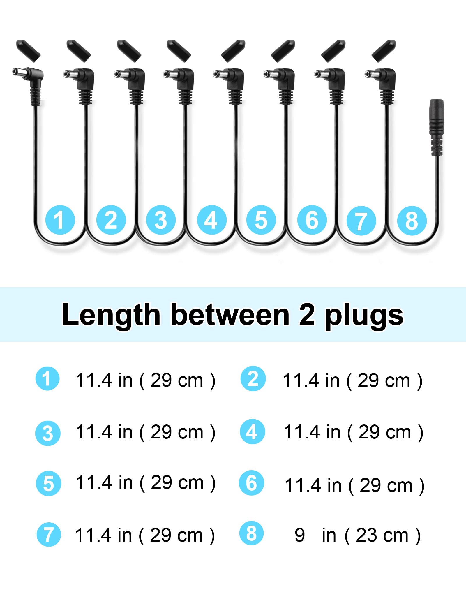 Mr.Power Guitar Effects Power Supply Adapter 9V Dc 1A (1000Ma) With Daisy Chain Cord Cable Free Insulated Cap (9V Adapter + 8 Way Cable)