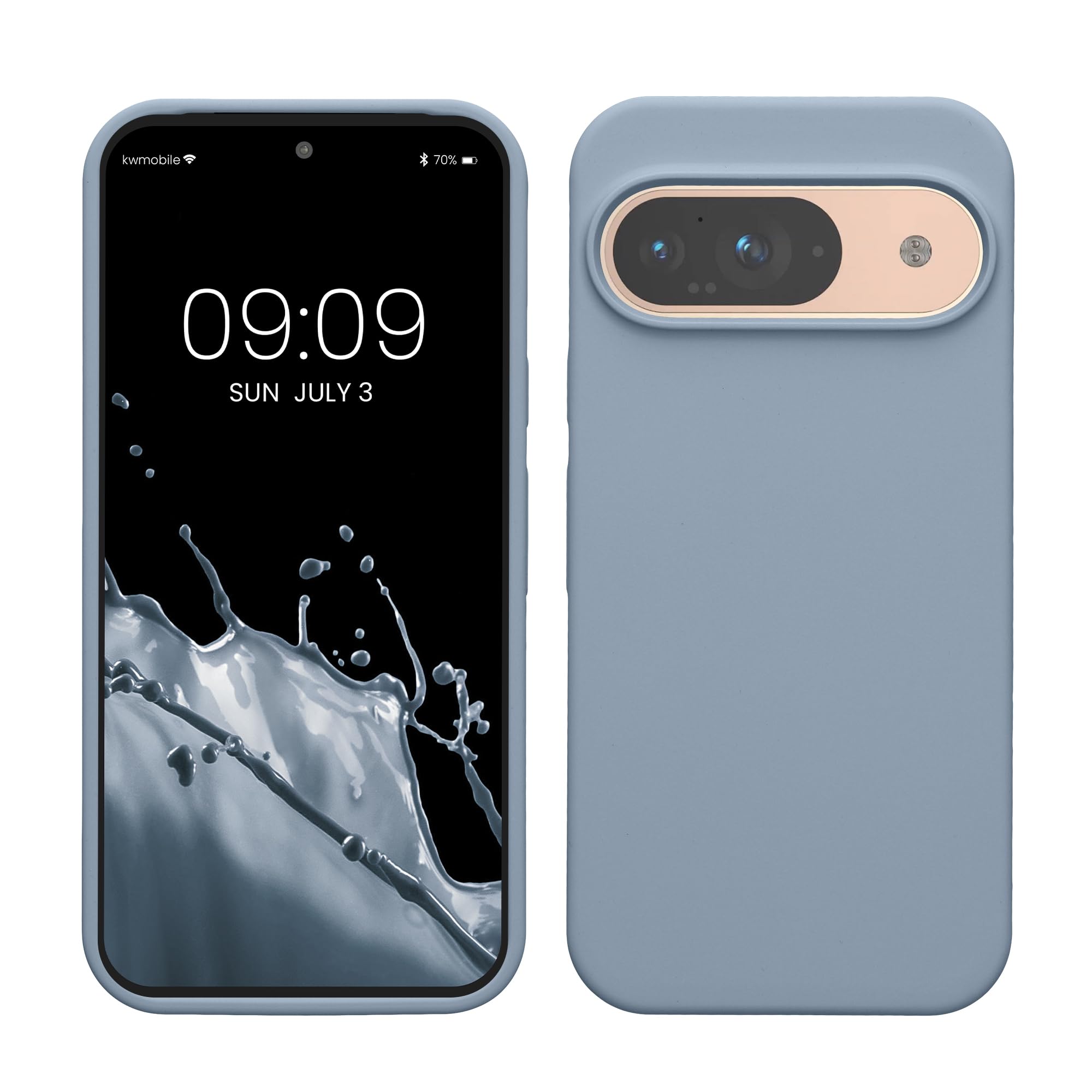 kwmobile Case Compatible with Google Pixel 9 / Pixel 9 Pro Case - TPU Silicone Phone Cover with Soft Finish - Light Blue Matte