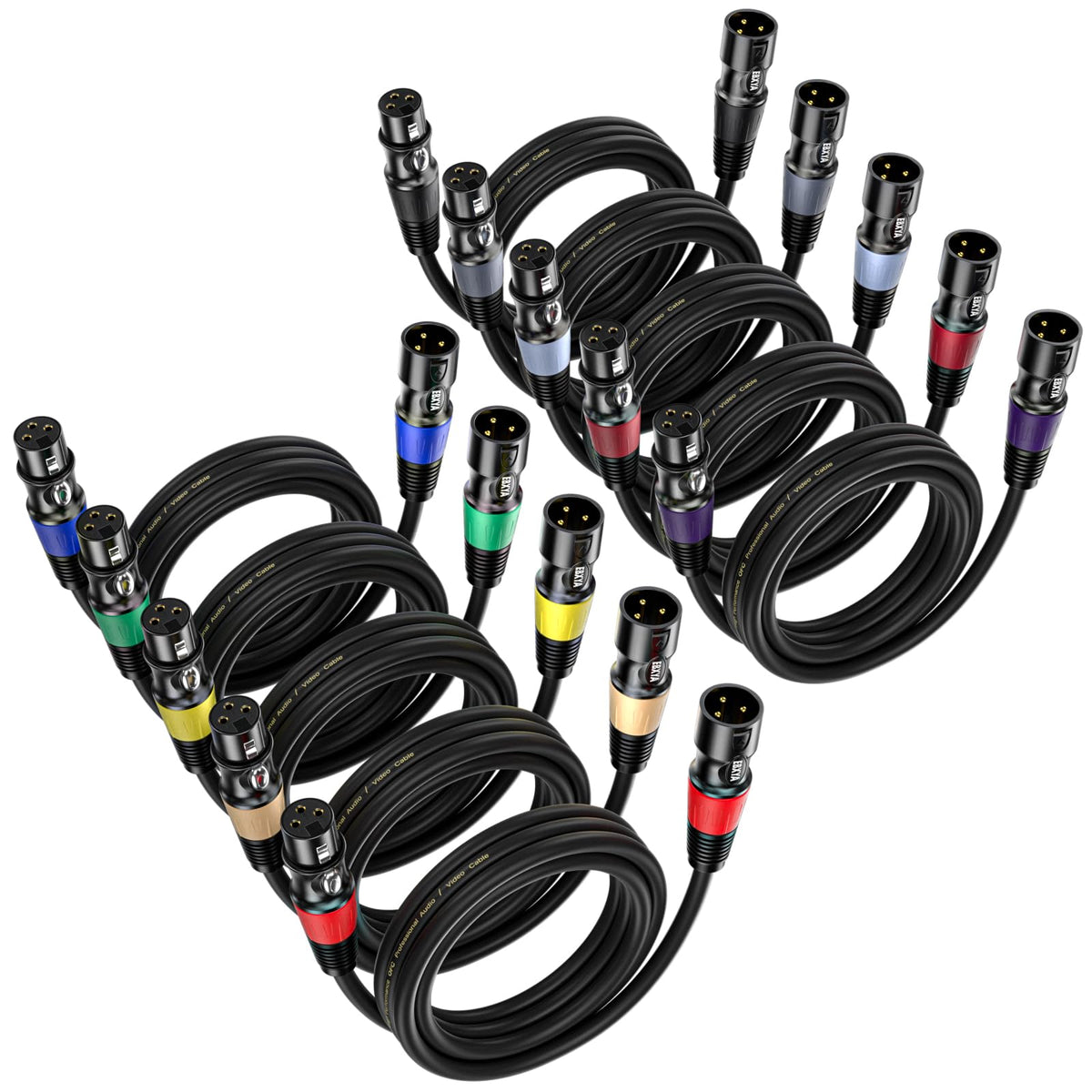 Ebxya Xlr Cables 2Ft 10 Pack   3 Pins Balanced Xlr Microphone Cable Male To Female Suitable For Audio Mixer, Speaker Systems, Bl