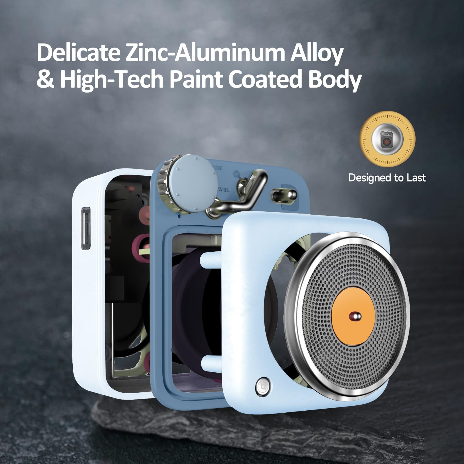 Muzen Mini Bluetooth Speaker, Button Portable Metal Small Cute Wireless Speaker, Rechargeable Hifi Loud Volume Audio Speaker Wit