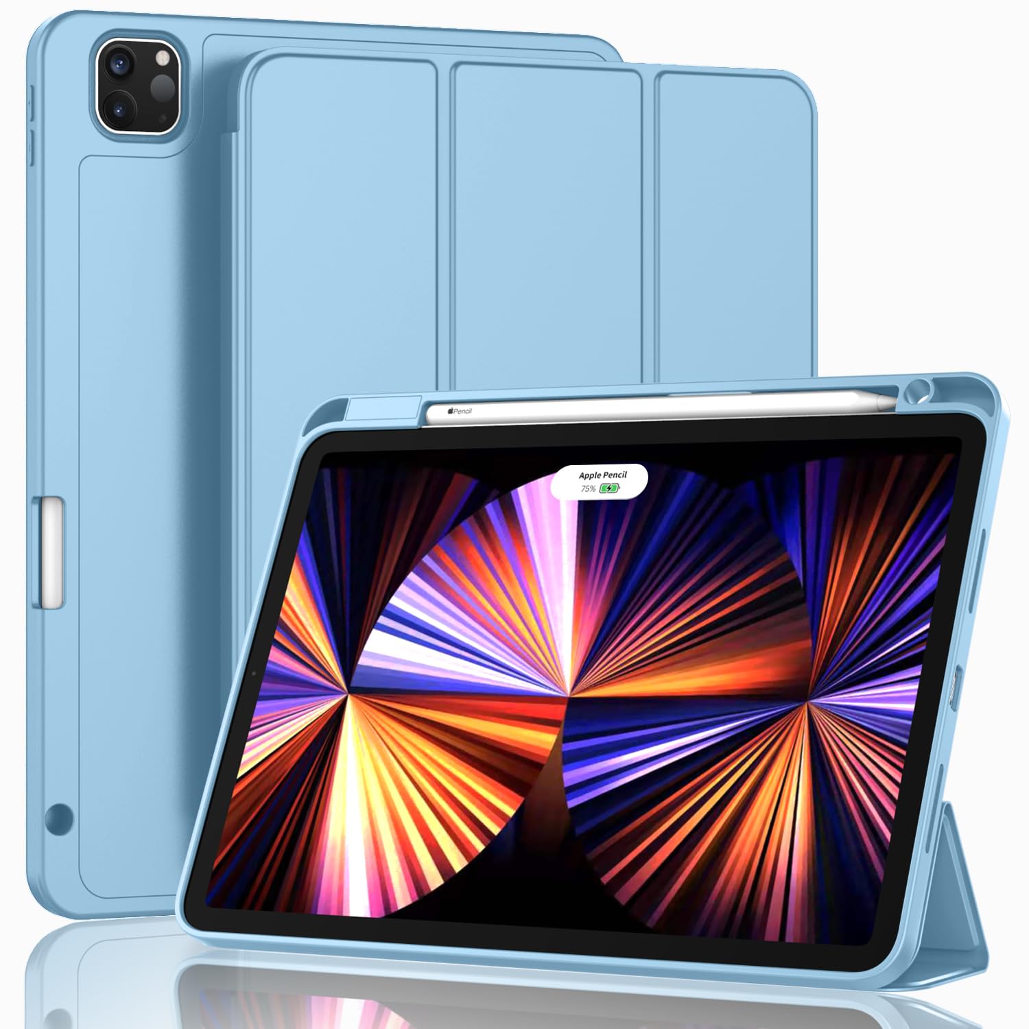 Zryxal New Ipad Pro 11 Inch Case 2022(4Th Gen)/2021(3Rd Gen)/2020(2Nd Gen) With Pencil Holder,Smart Ipad Case [Support Touch Id