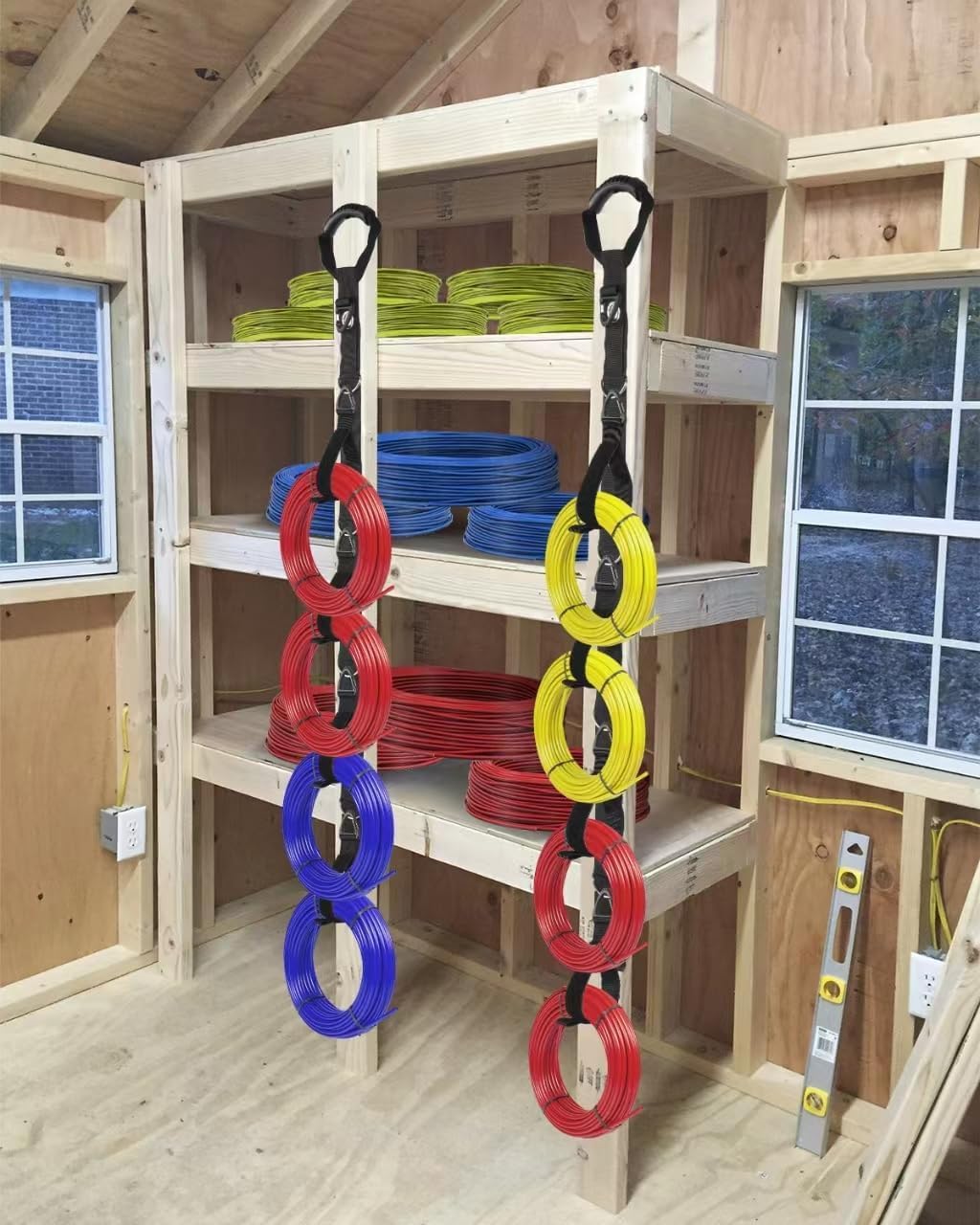 Extension Cord Organizer 2 Pack, Extension Cord Storage System With Flexible Detachable Cable Straps, Vertical Space Saver For G