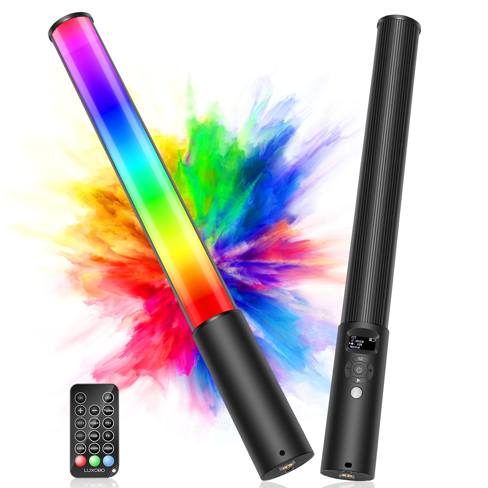 Leshiou Rgb Video Light Wand, Handheld Multi Color Led Photography Light Stick With Remote Control, Dimmable 2500K 6500K Cri97+