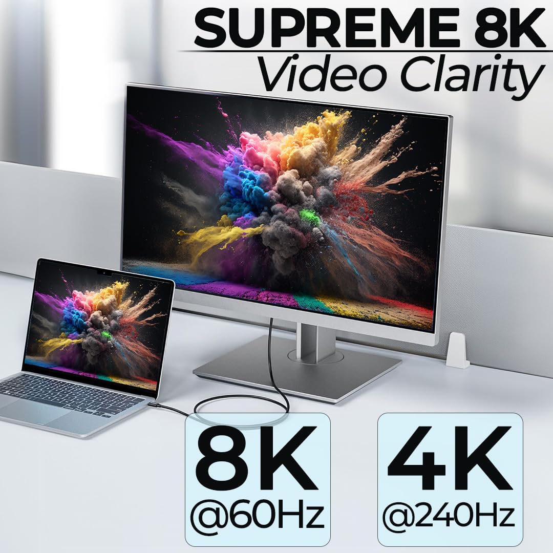 Usb C Thunderbolt 4 Cable For Apple   High Speed Thunderbolt 4 Cable With 8K Display, 40Gbps Data Transfer 100W Fast Charging, Fit For Iphone 15 Pro Max, Mac Books, Ipad Pro, Hub