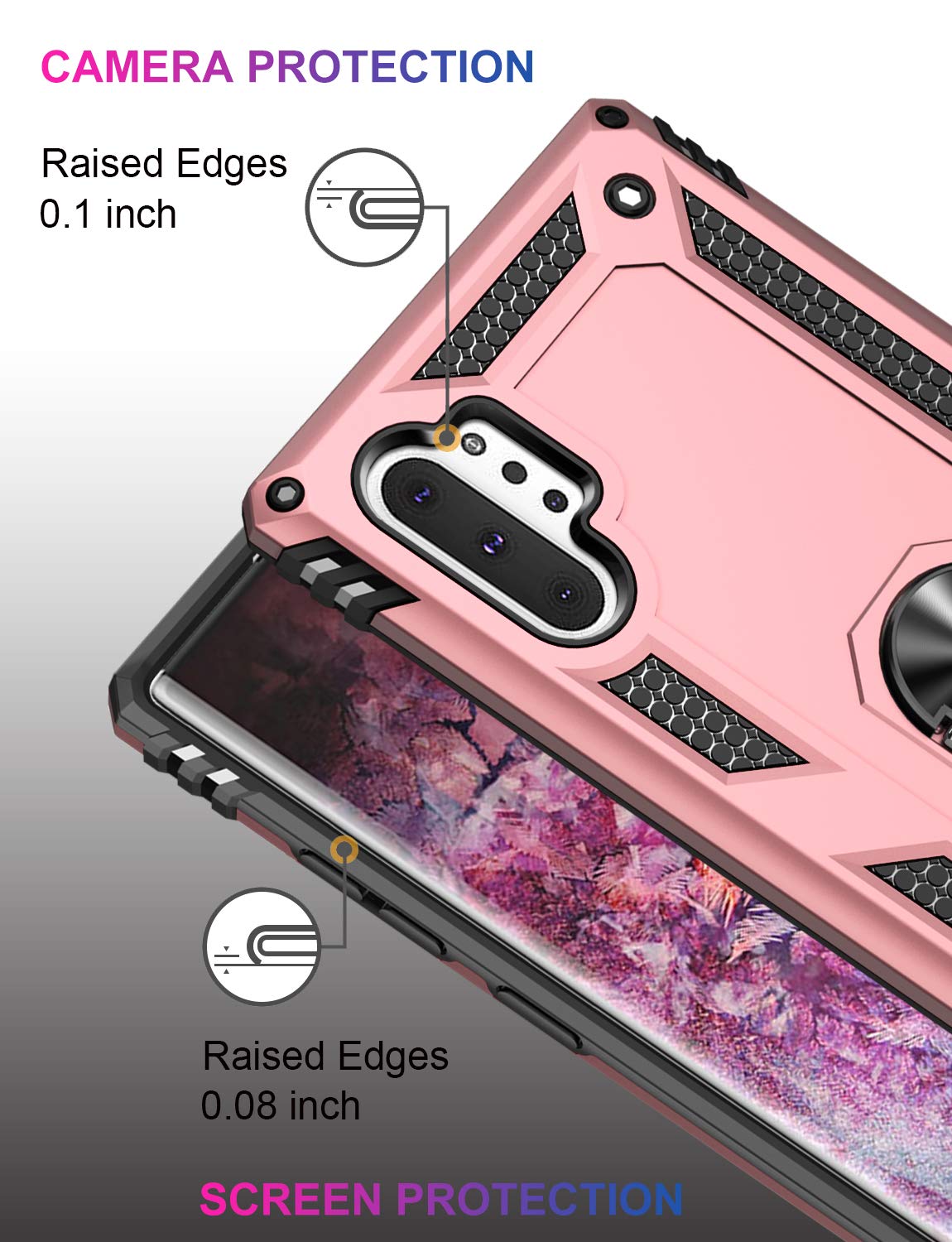 Lumarke Galaxy Note 10+ Plus Case,Pass 16Ft. Drop Test Military Grade Heavy Duty Cover With Magnetic Ring Kickstand,Protective P