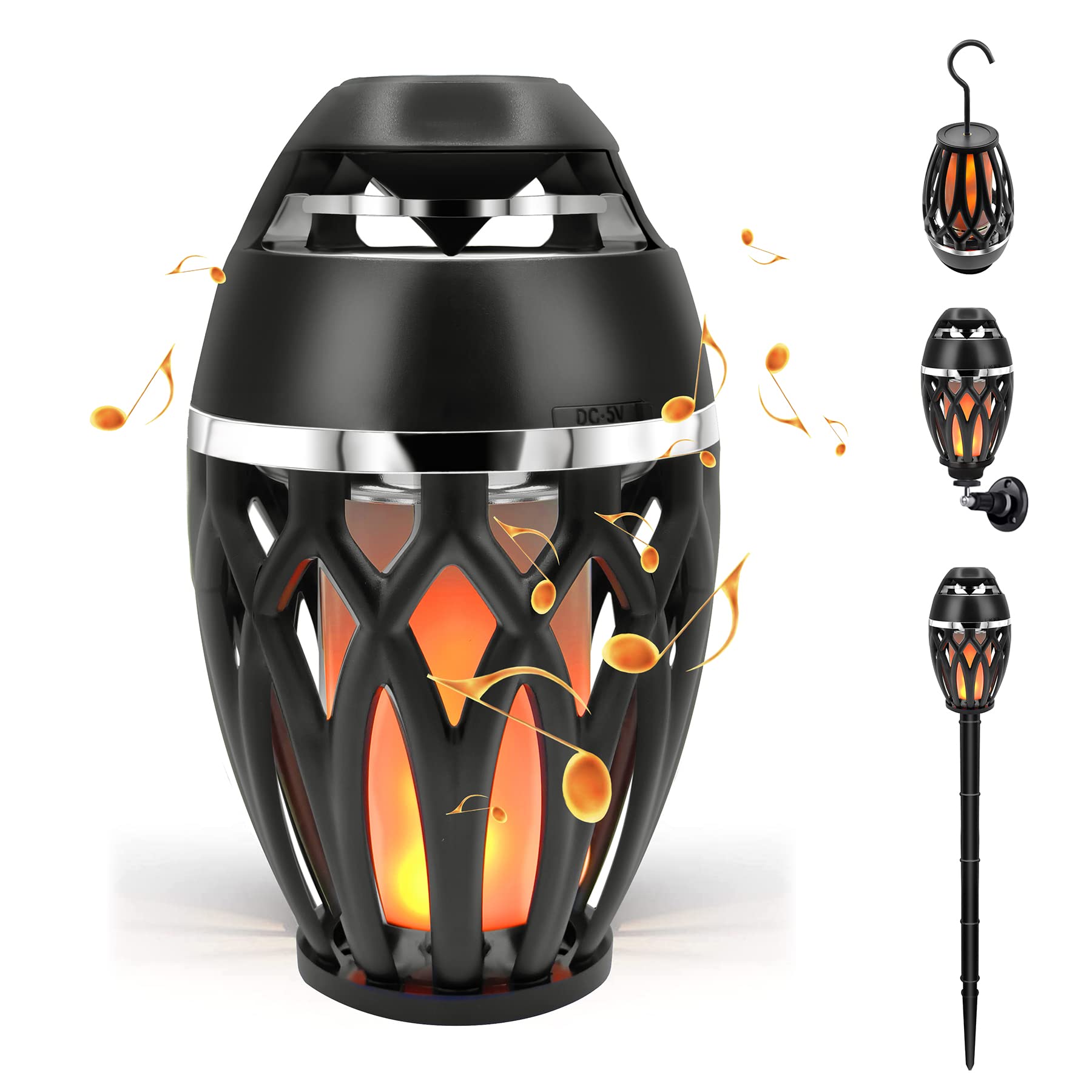 Skyk Led Flame Speaker,Tiki Torch Atmosphere Light Speakers,Outdoor Bluetooth 5.0 Wireless Portable Waterproof Speaker For Porch