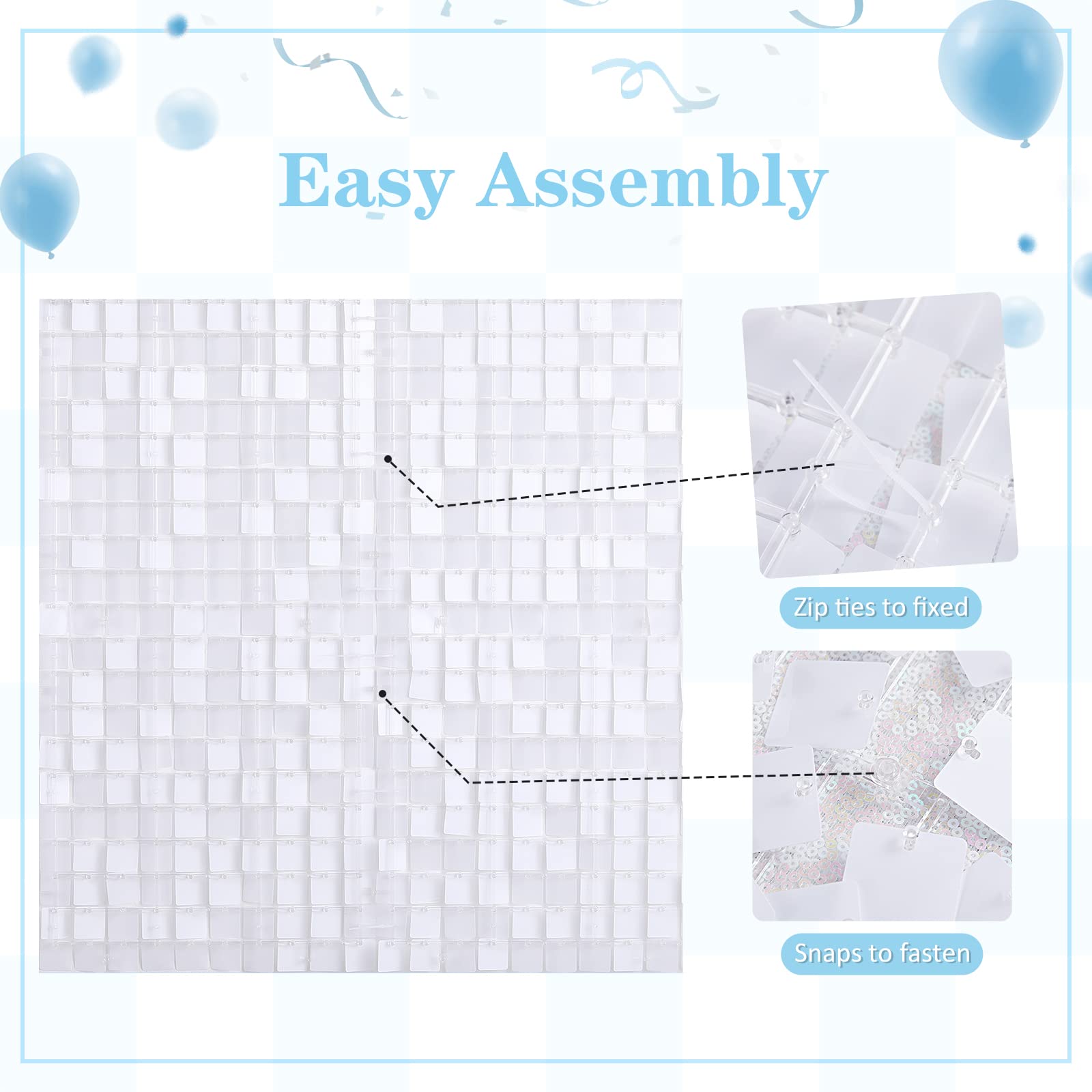 Shimmer Wall Backdrop For Party   24 Panels Square Sequin Wall Panels White Shimmer Backdrop Wall Decor For Birthday Decorations