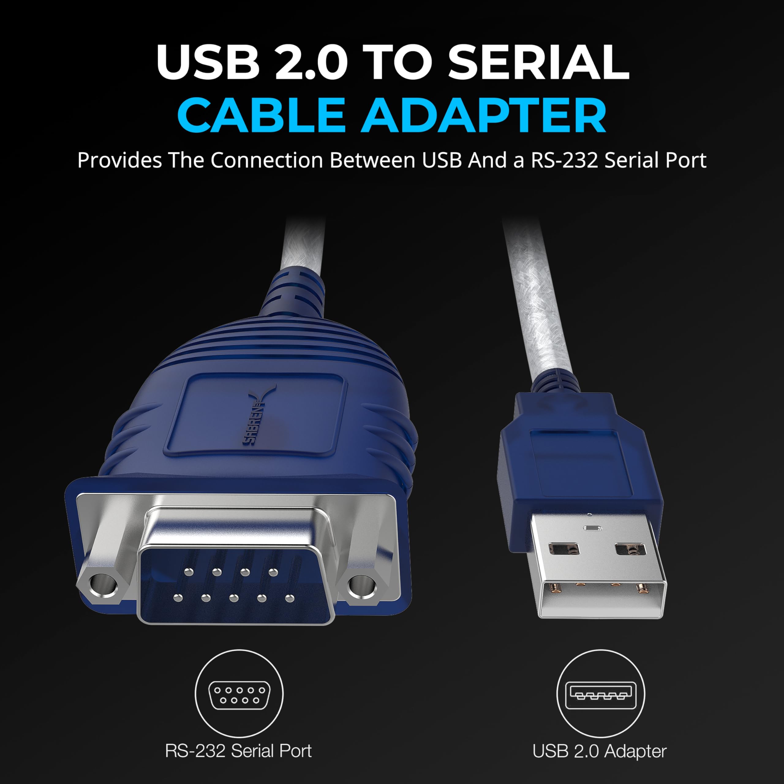 Sabrent Usb 2.0 To Serial (9 Pin) Db 9 Rs 232 Converter Cable, Prolific Chipset, Hexnuts, [Windows 11/10/8.1/8/7/Vista/Xp, Mac O