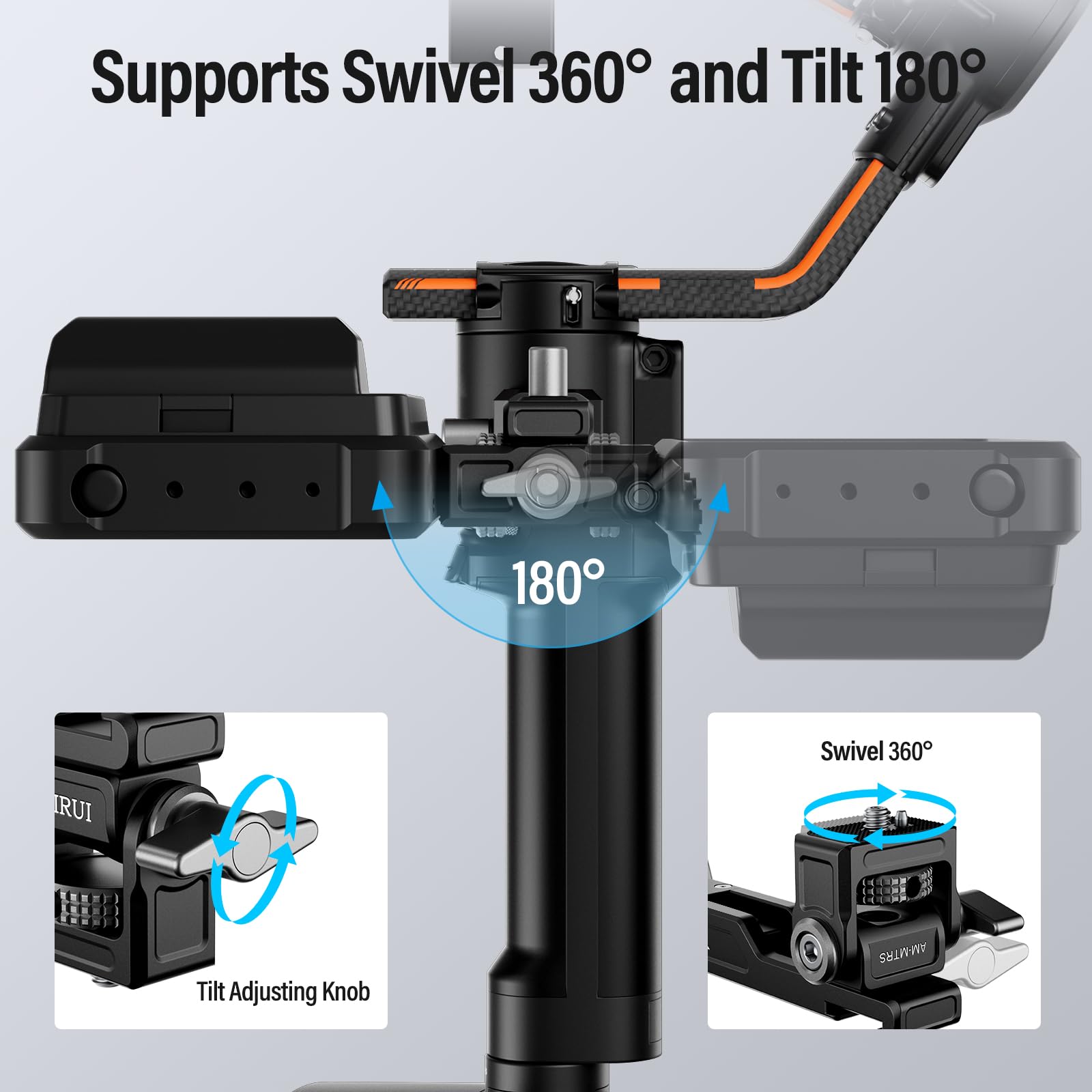 Sirui Monitor Mount For Dji Rs 4, Rs 4 Pro, Rs 2, Rsc 2, Rs 3, Rs 3 Pro, Rs 3 Mini With Quick Release Nato Clamp, Cold Shoe, Anti Twist Design, Am Mtrs