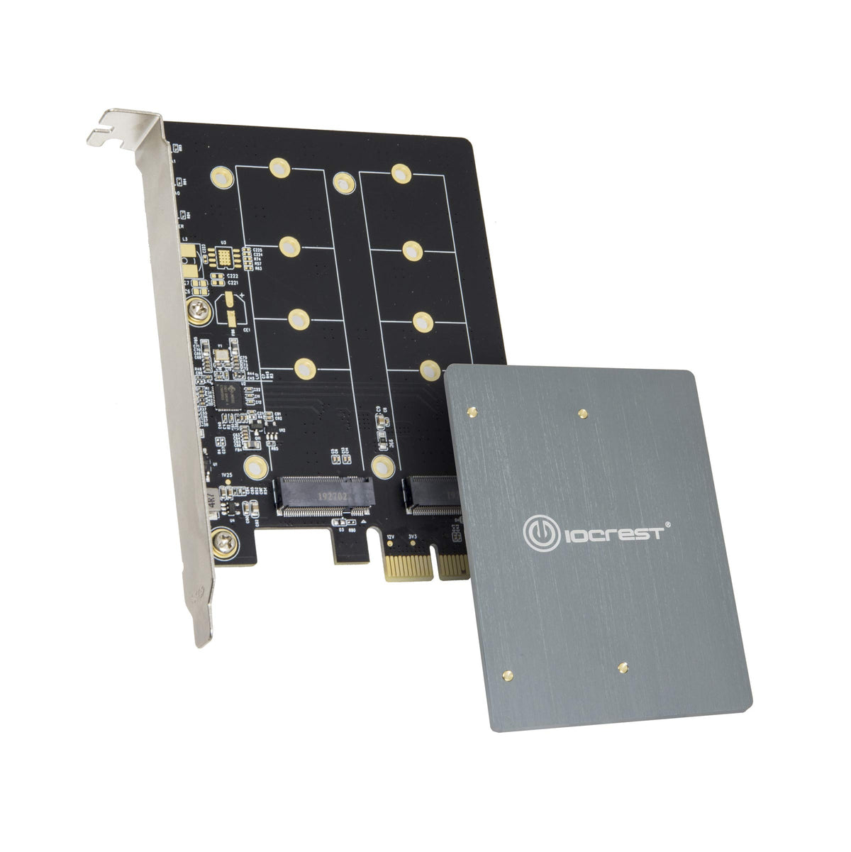IO CREST Dual M.2 B-Key SATA SSD Converter PCI Express 3.0 x1 Expansion Card Heat Sink Jmicron JMB582 Chipset SI-PEX40153