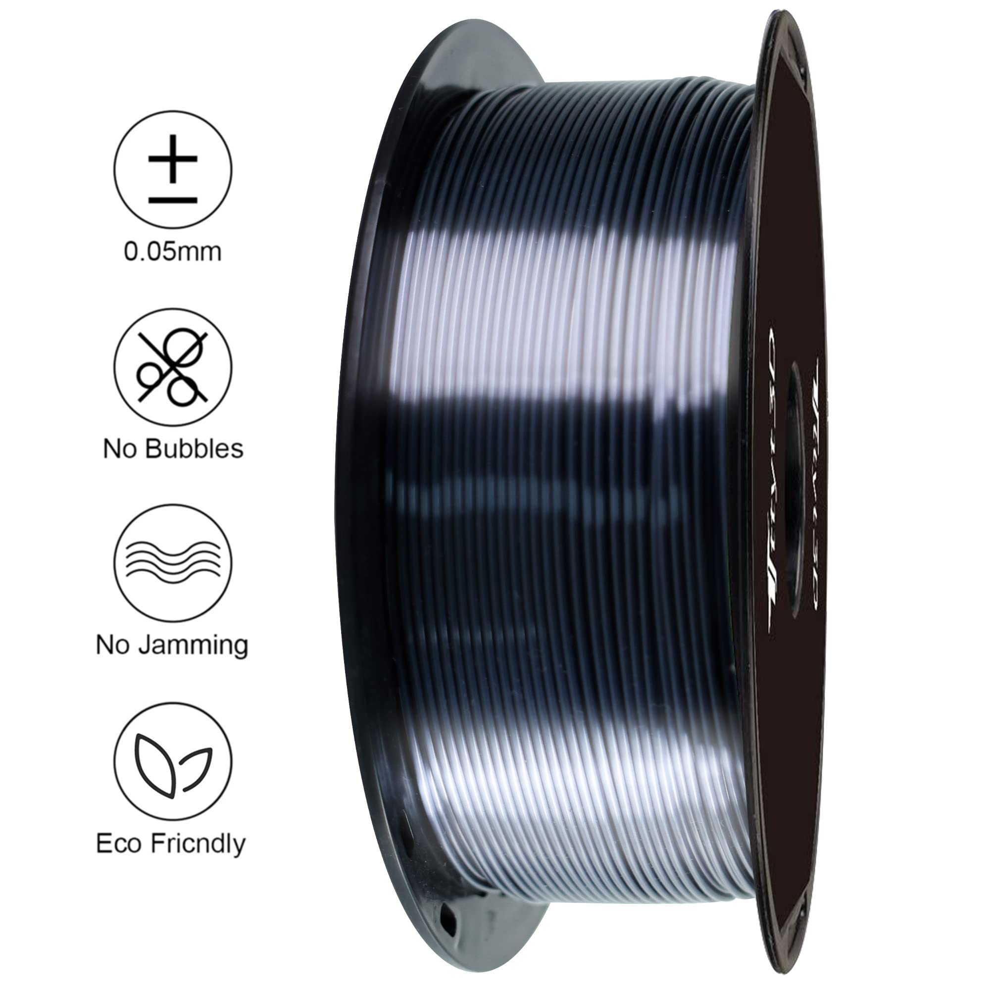 Ttyt3D 3D Printer Shiny Silk Metal Sparkle Black Pla Filament, 1.75Mm 3D Printing Material 1Kg Spool Widely Compatible For Fdm 3