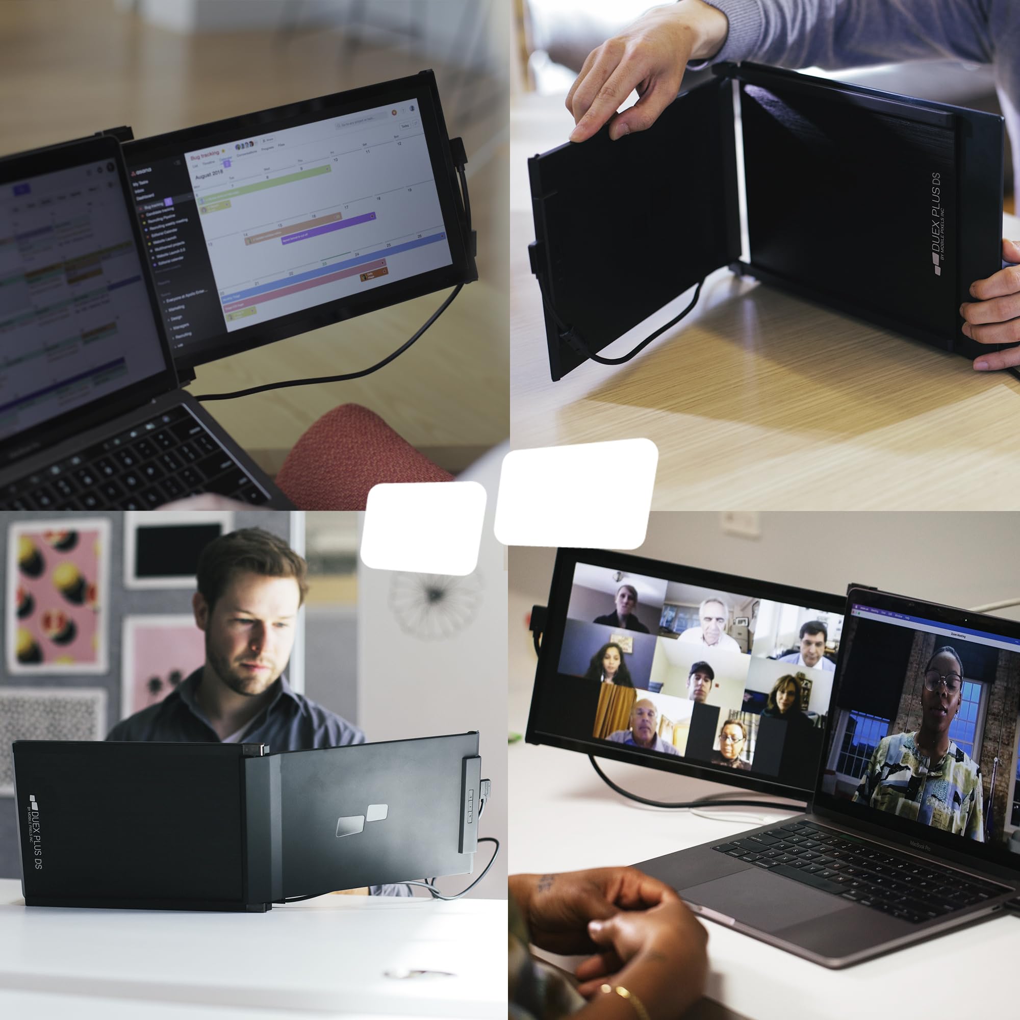 Portable Monitor For Laptops, New Mobile Pixels Duex Plus Ds 13.3 Full Hd Ips Dual Laptop Monitor, Usb C/Hdmi Plug And Play Lapt