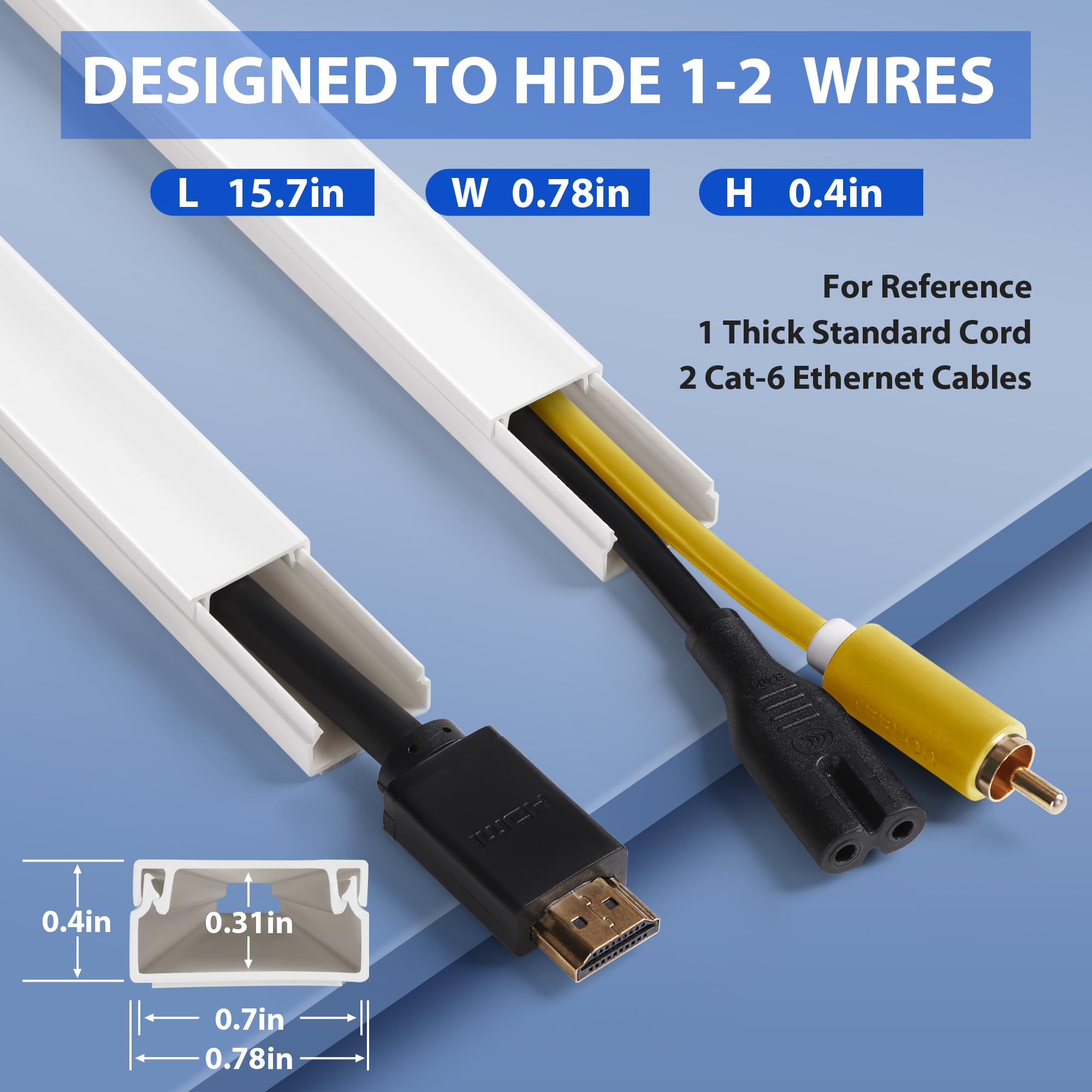 Cord Cover Wall Kit, Yclyc 157In Wire Covers For Cords   Tv Cord Hider For 1 Thick Cord, Cable Hider For Wall Mount Tv, Cable Co