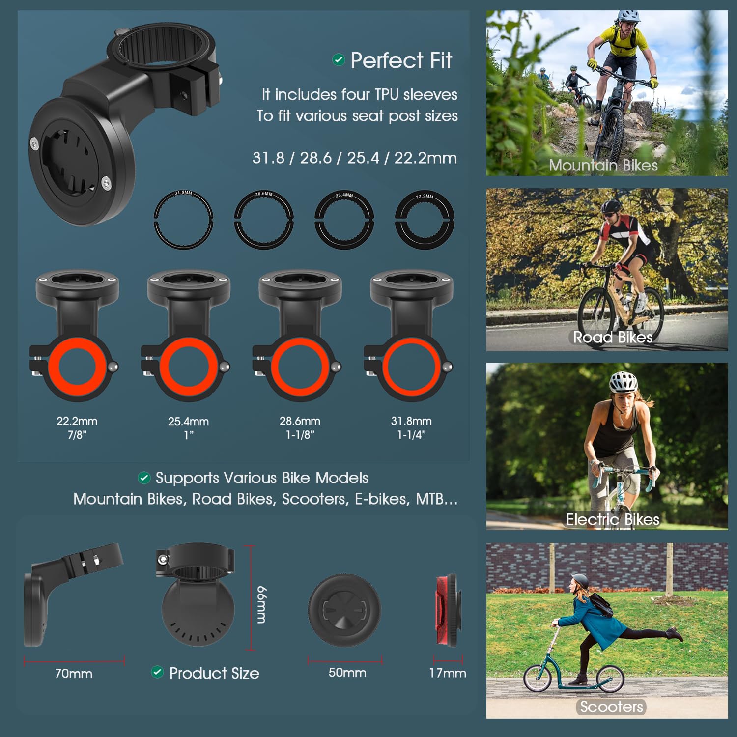FASTAND Bike Airtag Holder - Concealed GPS Tracker Mount, Anti-Theft, Aluminum & Plastic, Black, Model FS075