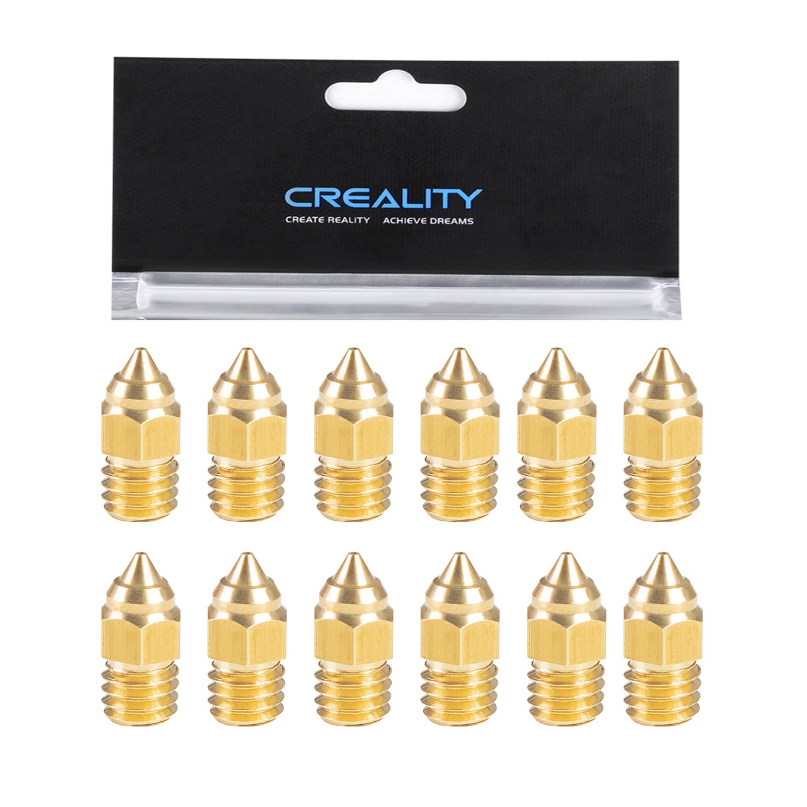 Creality Original 12Pcs Ender 3 Series 0.4Mm Mk Nozzles, For Sprite Extruder Nozzle/Ender 3 S1/Pro/Ender 3/V2/Pro/Max/Cr 6 Se/Ma