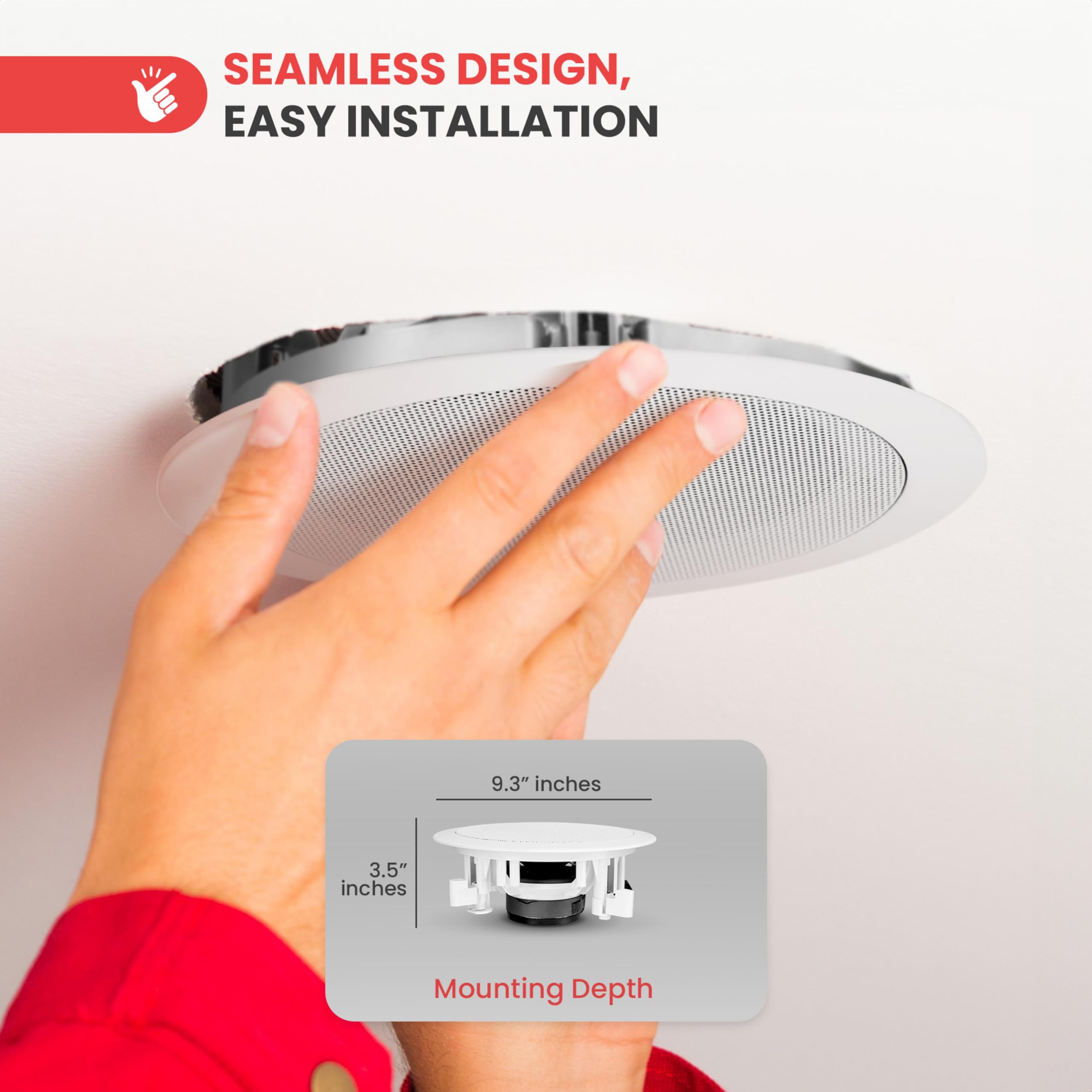 Pyle 6.5 Home In-Wall / In-Ceiling Speakers, 250W Peak Power, Dual Hi-Fi Stereo Sound, Pivoting Silk Dome Tweeter, Poly Cone M