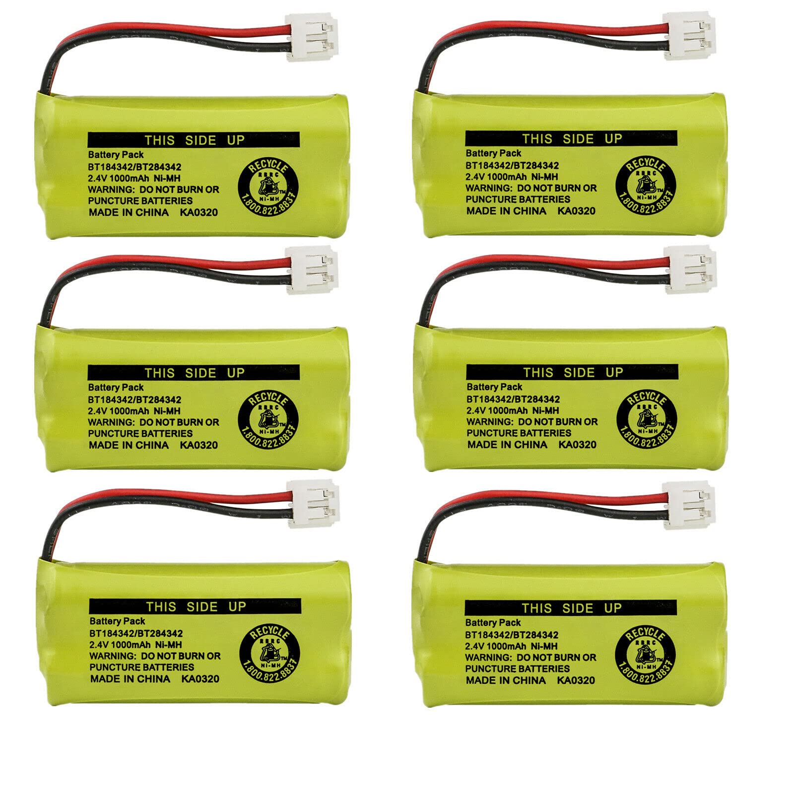 Kastar 6 Pack Bt184342 / Bt284342 Battery Replacement For At&T Bt6010 Bt 6010 Bt8000 Bt 8000 Bt8001 Bt 8001 Bt8300 Bt 8300 Bt184