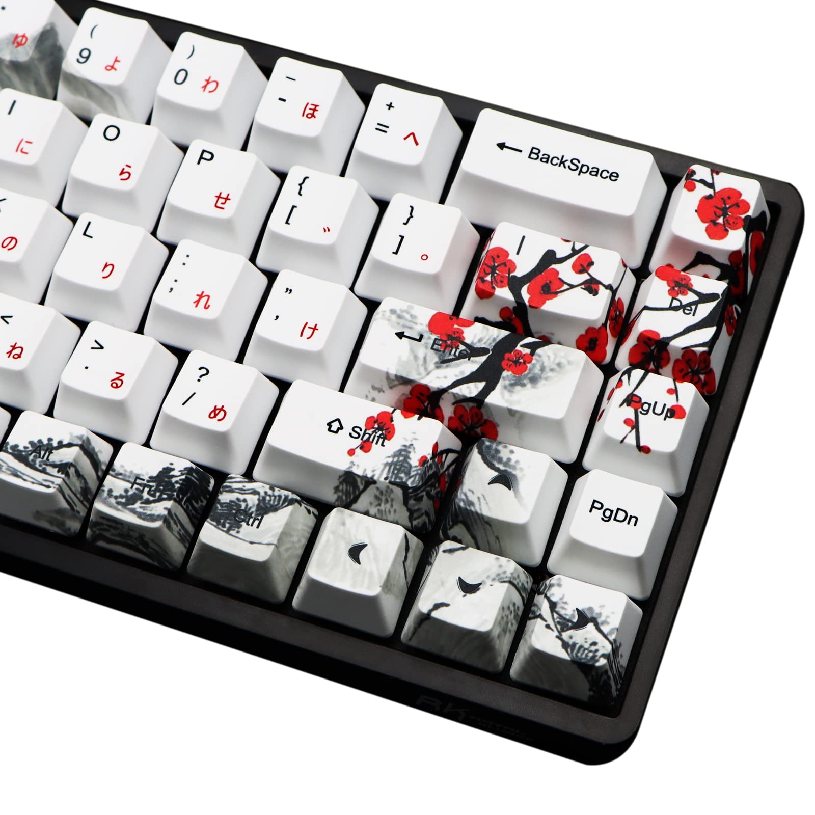 Molgria Keycaps 68 Set For Rk68 Gk68 Mechanical Keyboard, Custom Pbt Oem Profile Key Caps Japanese Font With Keycap Puller For G