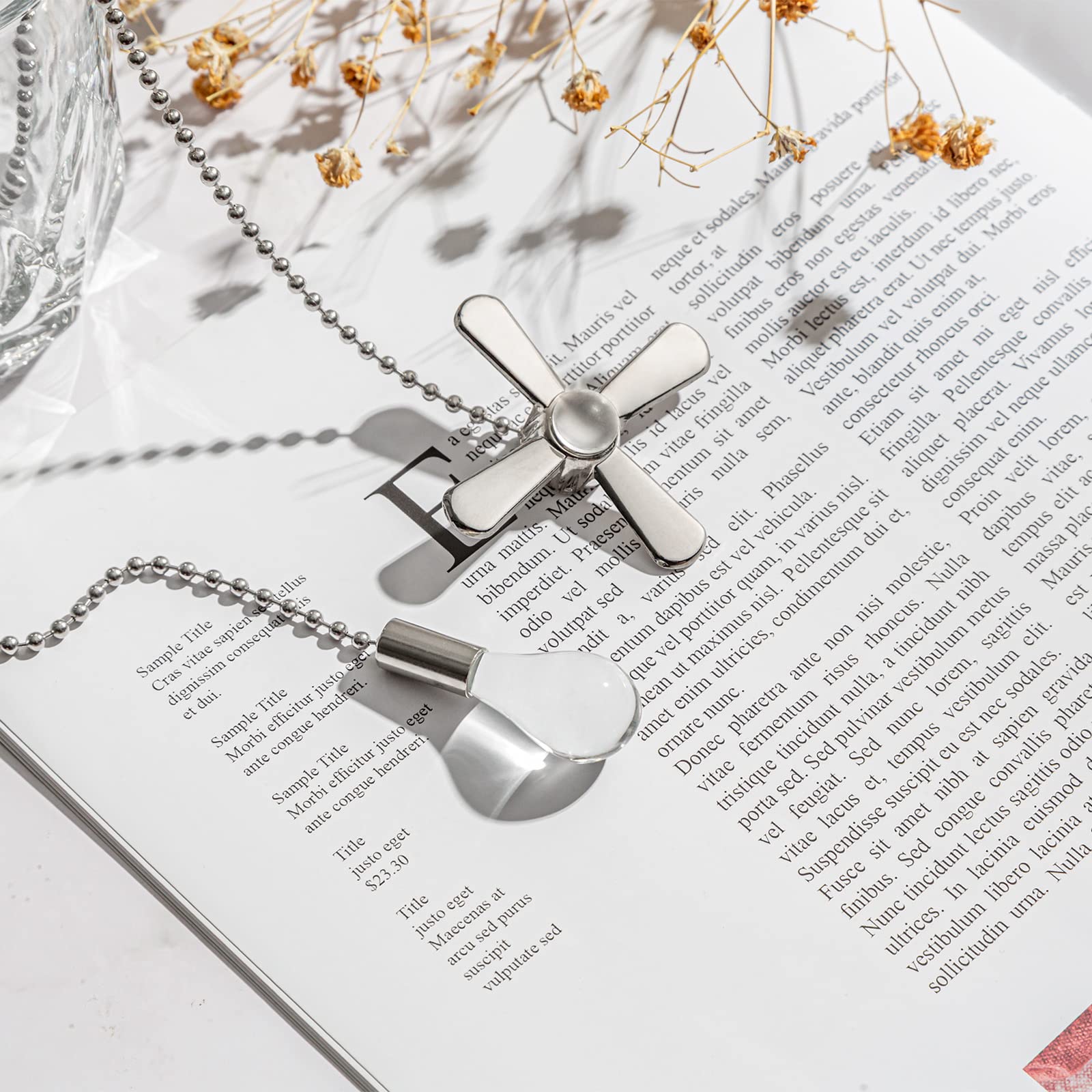 Elfcab Ceiling Fan Pull Chain Set 4Pcs 3Mm Diameter Beaded Ball 12 Inches Pendant Decorative 2Pcs 36 Inches Extension, Extra 8Pc