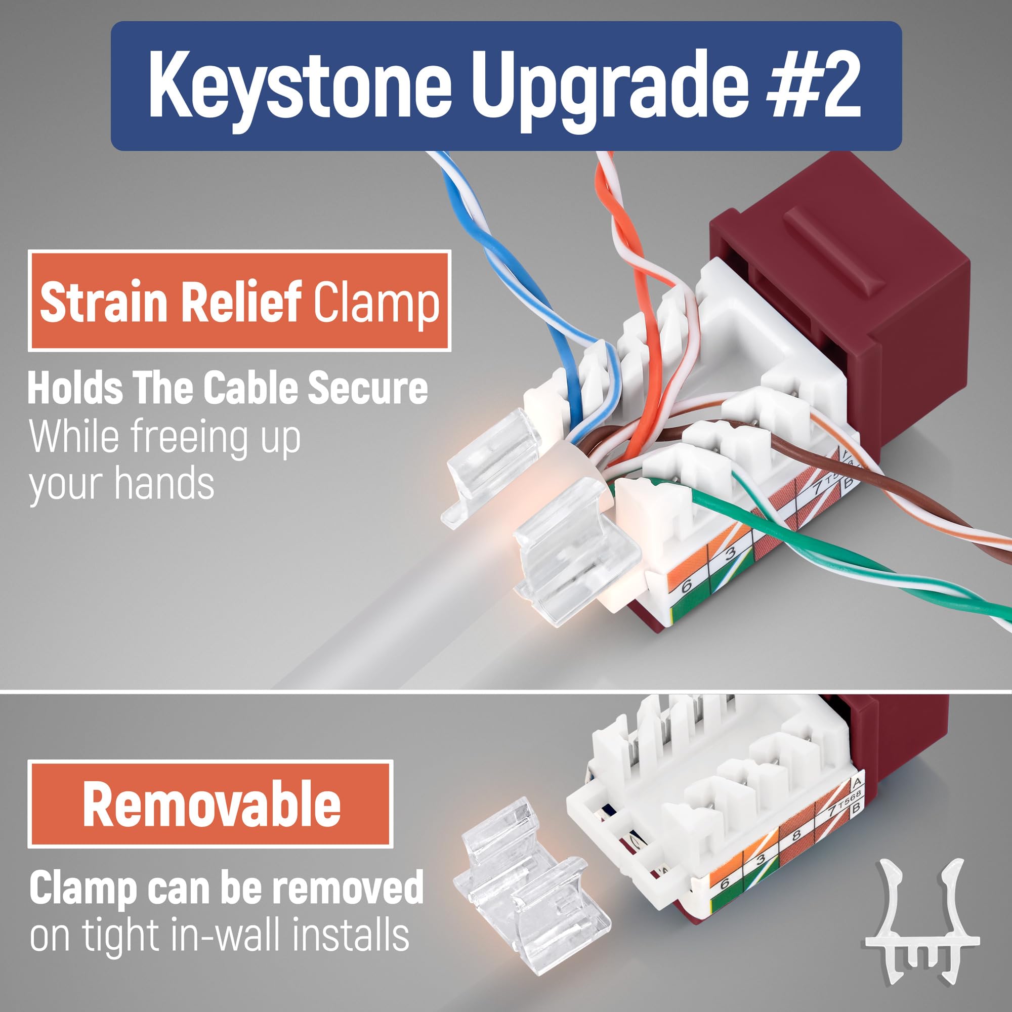 Everest Media Solutions 45 Angled Cat6A Keystone Jack In Red   Slim Profile, Utp Rj45 Female Ethernet Connector   Compatible Wit