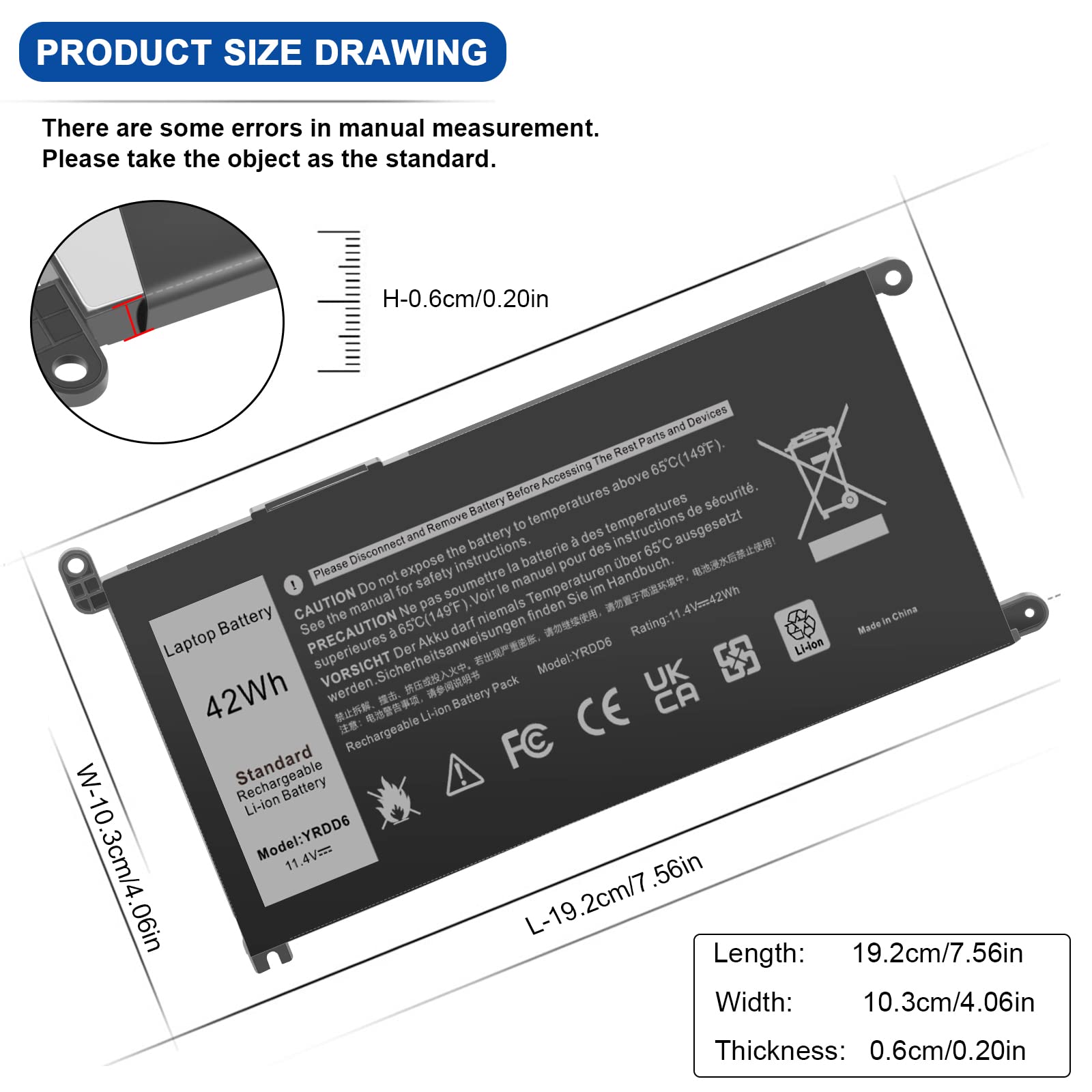 Fancy Buying Yrdd6 1Vx1H Battery For Dell Inspiron 3310 3583 5481 5482 5485 5491 5591 7586 2 In 1 3493 3501 3582 3584 3593 3793