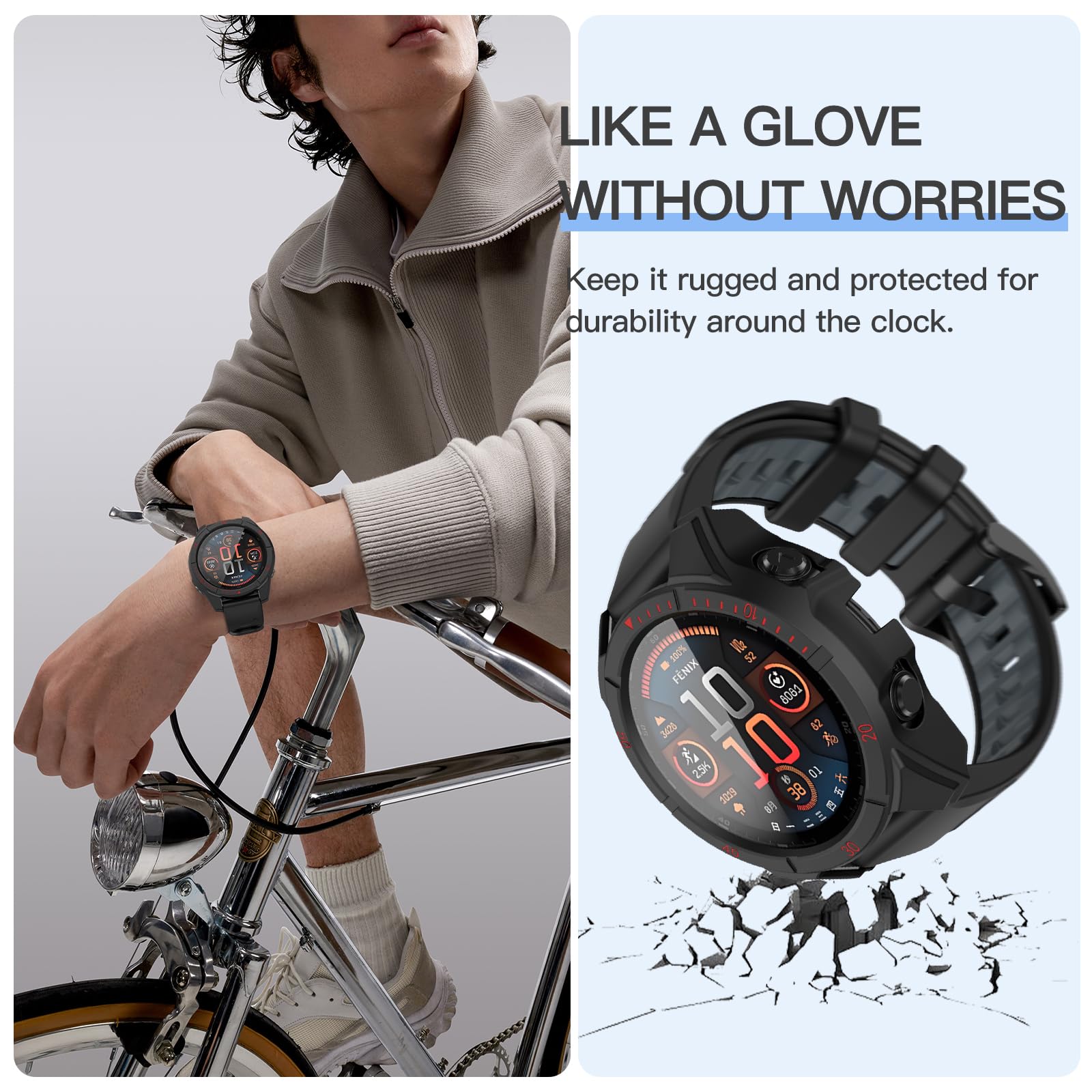 Overstep Case Cover For Garmin Fenix 8 51Mm Solar - Waterproof, Anti-Scratch Tpu Bumper With Built-In Hd Tempered Glass Screen P