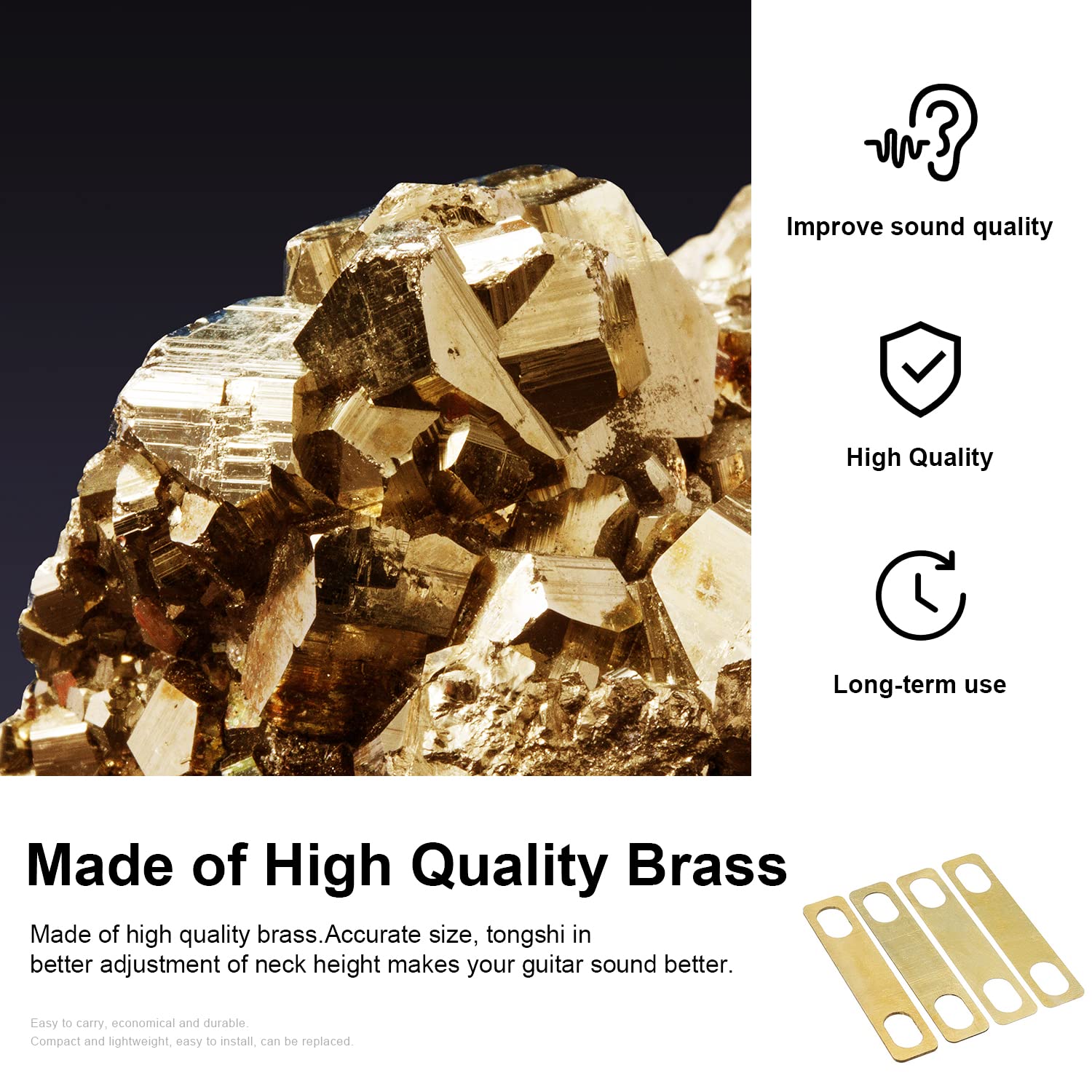 Maxcheer 10Pcs Guitar Neck Shims 4Pcs 0.2Mm, 4Pcs 0.5Mm And 2Pcs 1Mm Thickness Brass Shims For Guitar And Bass Bolt On Neck Repa