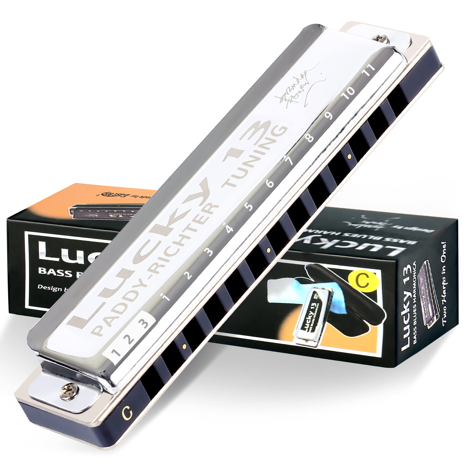 East Top Lucky 13 Bass Plus Blues Harmonica 13 Holes Diatonic Harp Mouth Organ Professional Musical Instruments Paddyrichter C K