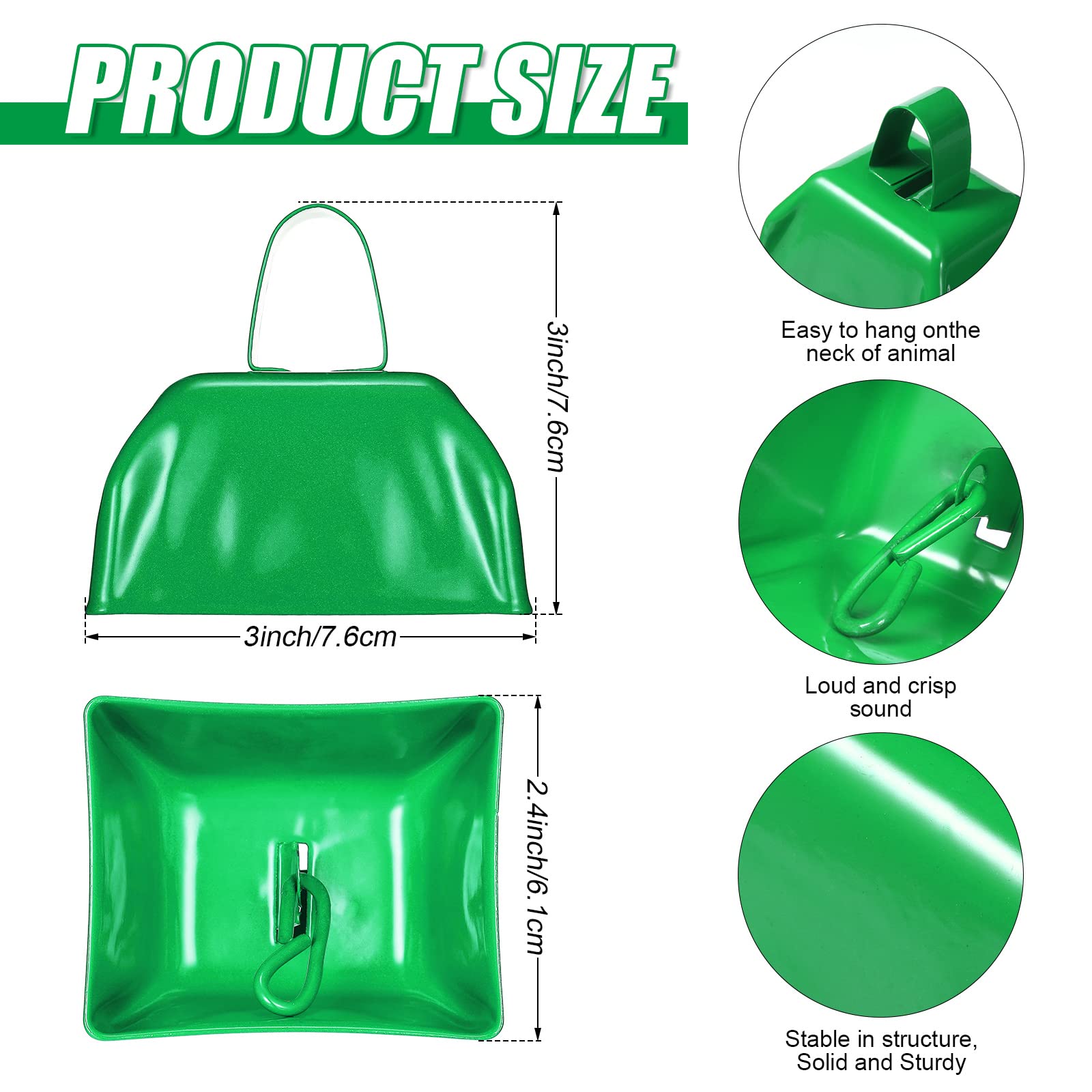 Boao 72 Pcs Metal Cowbells With Handle Cowbells Noise Makers Small Call Bells For Christmas Decorations Ornament Football Games