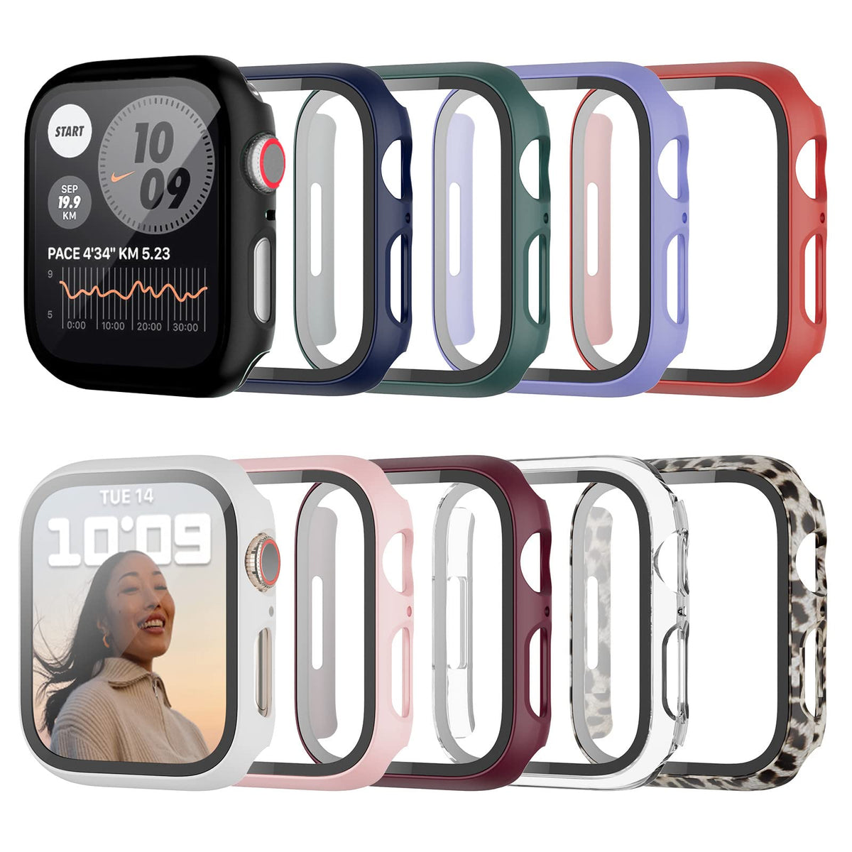 10 Pack Hard Case For Apple Watch Series 3/2/1 42Mm With Built In Tempered Glass Screen Protector,Jzk Thin Hd Hard Pc Bumper Ful