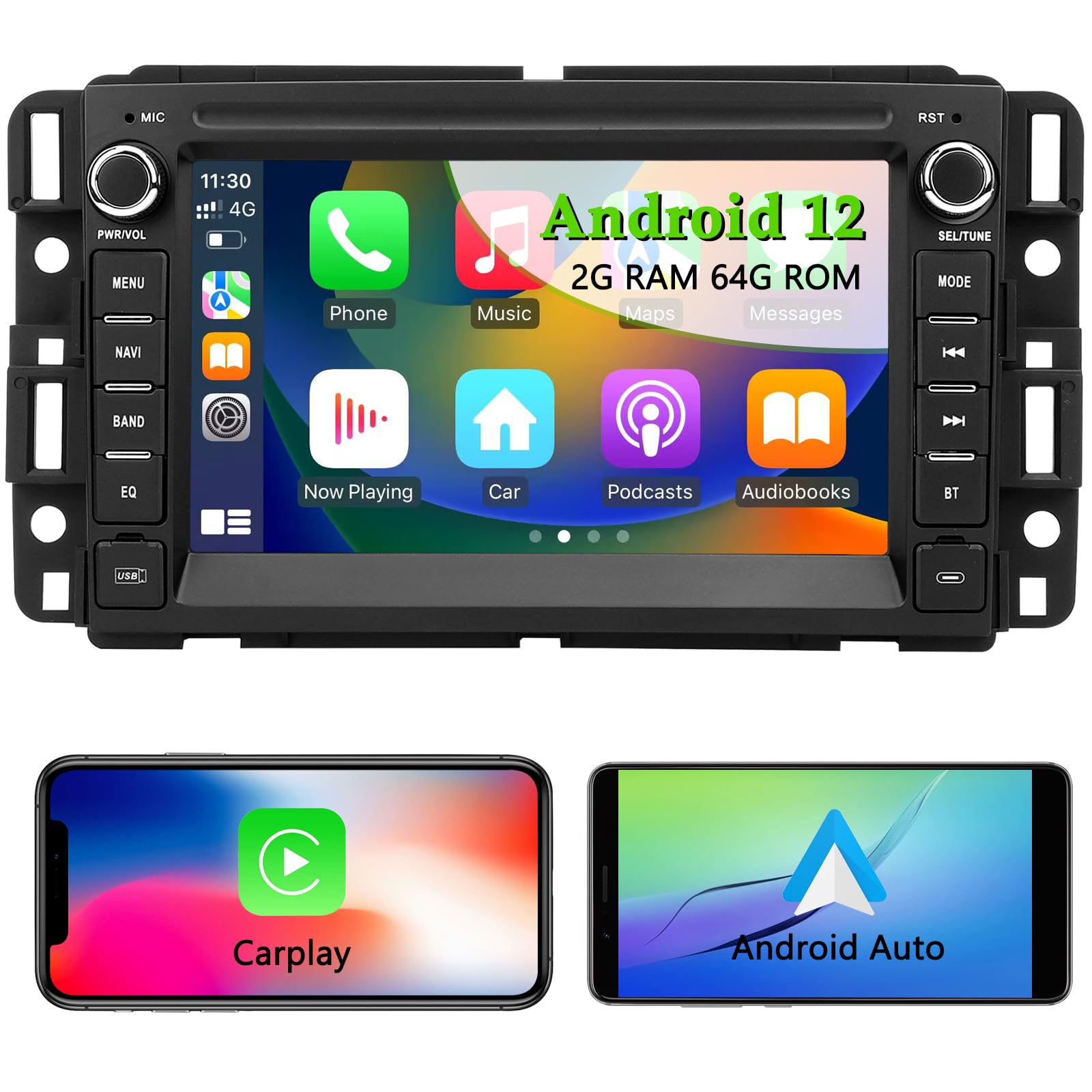 Car Stereo Radio For Chevrolet Chevy Silverado Tahoe Gmc Sierra Yukon, Android 12 With Carplay Android Auto Bluetooth Gps Naviga