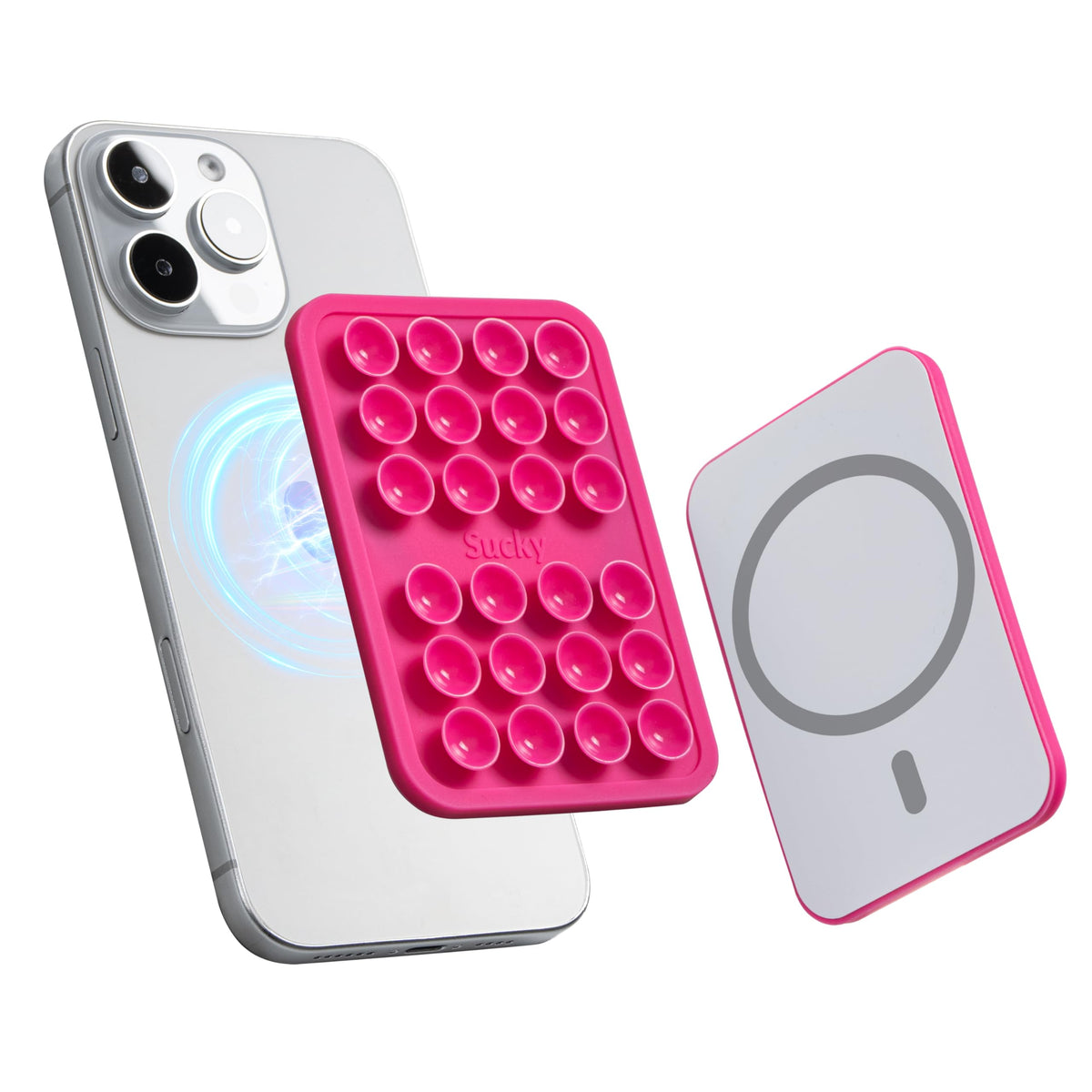 Sucky Magnetic Suction Cell Phone Grip For Magsafe Case, Silicone Octo Cup Buddy Holder, Hands-Free Removable Mount, Durable Mag