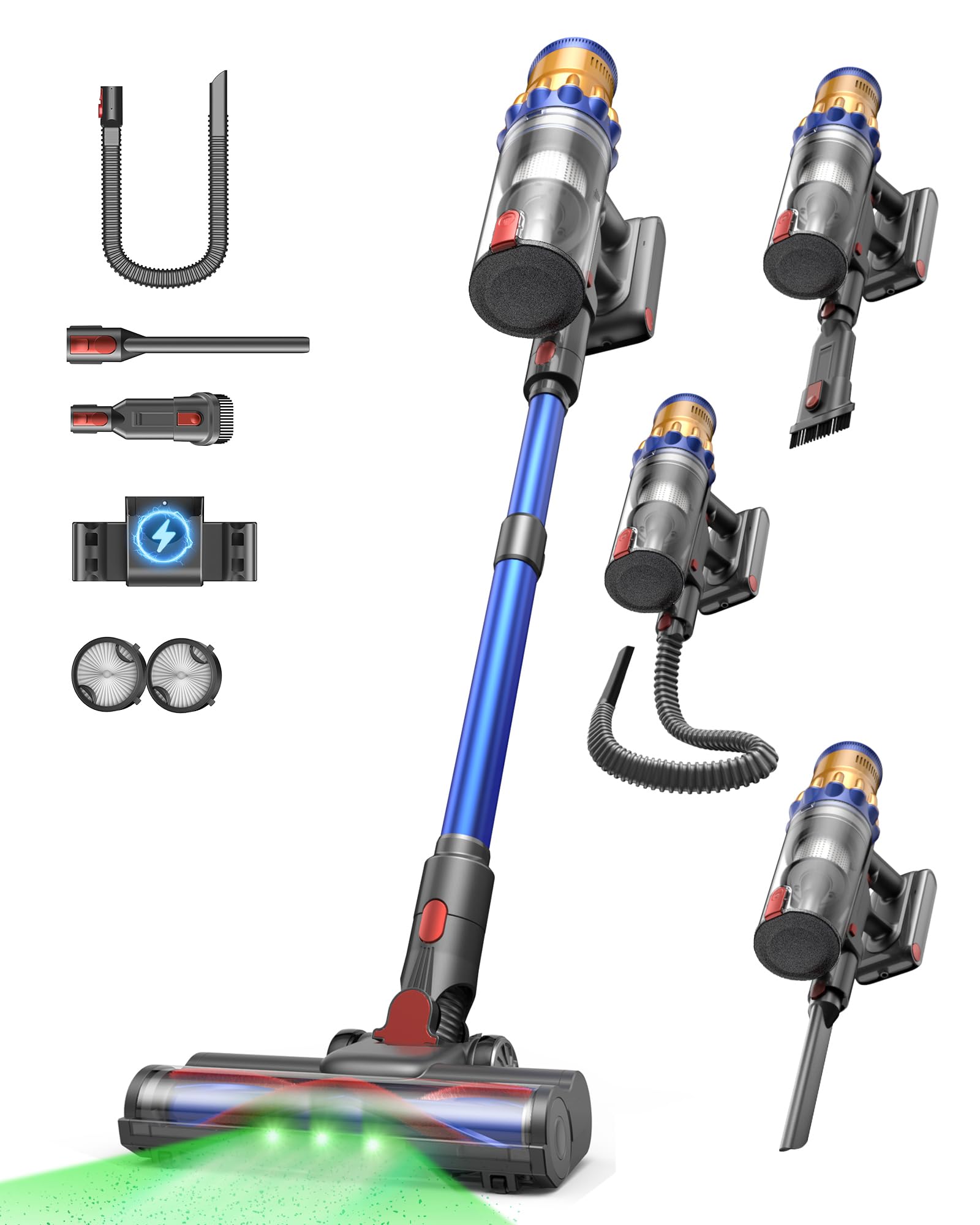 Cordless Vacuum Cleaner, 650W/55Kpa Vacuum Cleaners for Home, 70Mins Stick Vacuum with SelfStanding,AntiTangle,Wall Mount Char