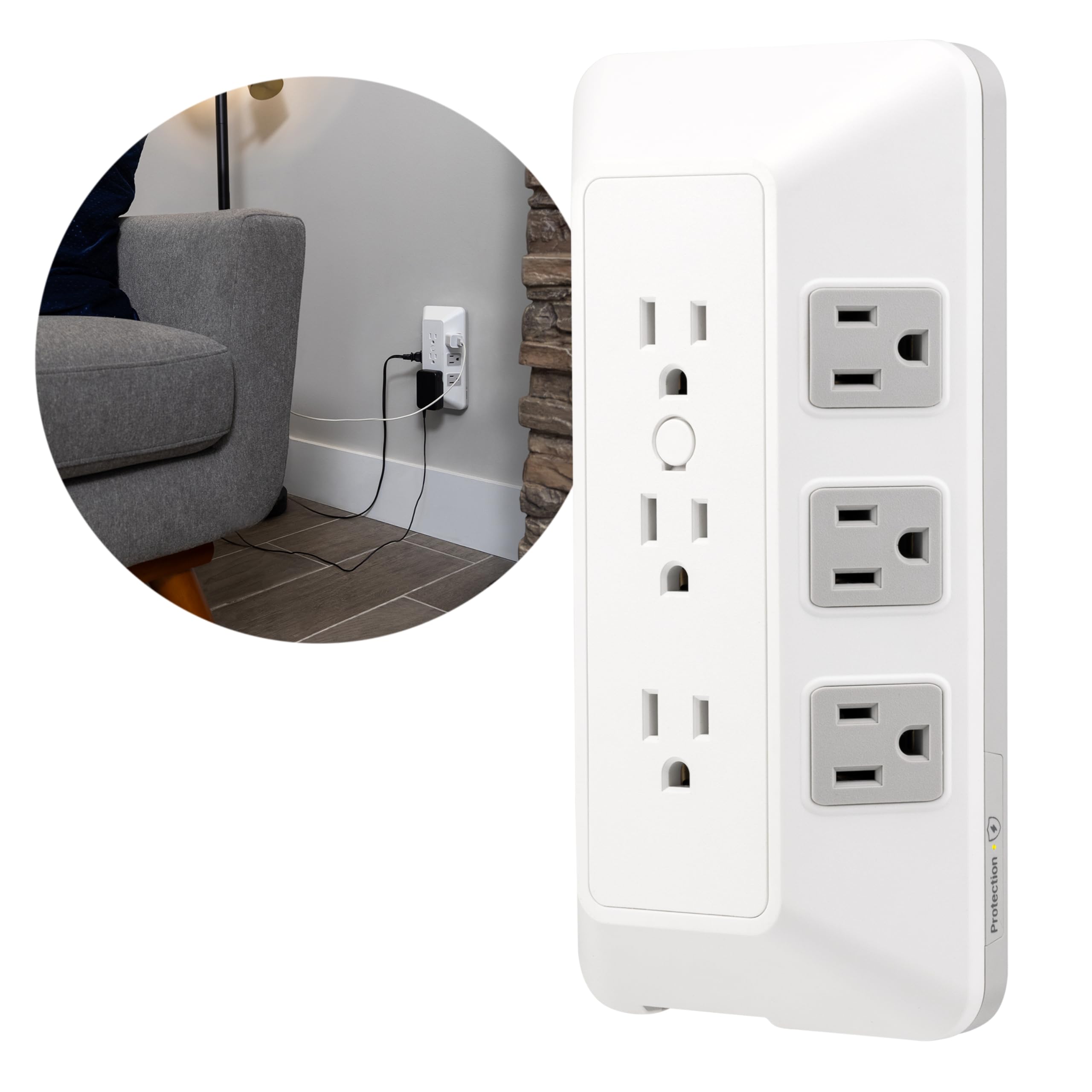 Ge 9 Outlet Surge Tap, Outlet Extender, Wall Tap, Adapter Spaced, For Home, School, And Office,1780J, White/Gray   73628