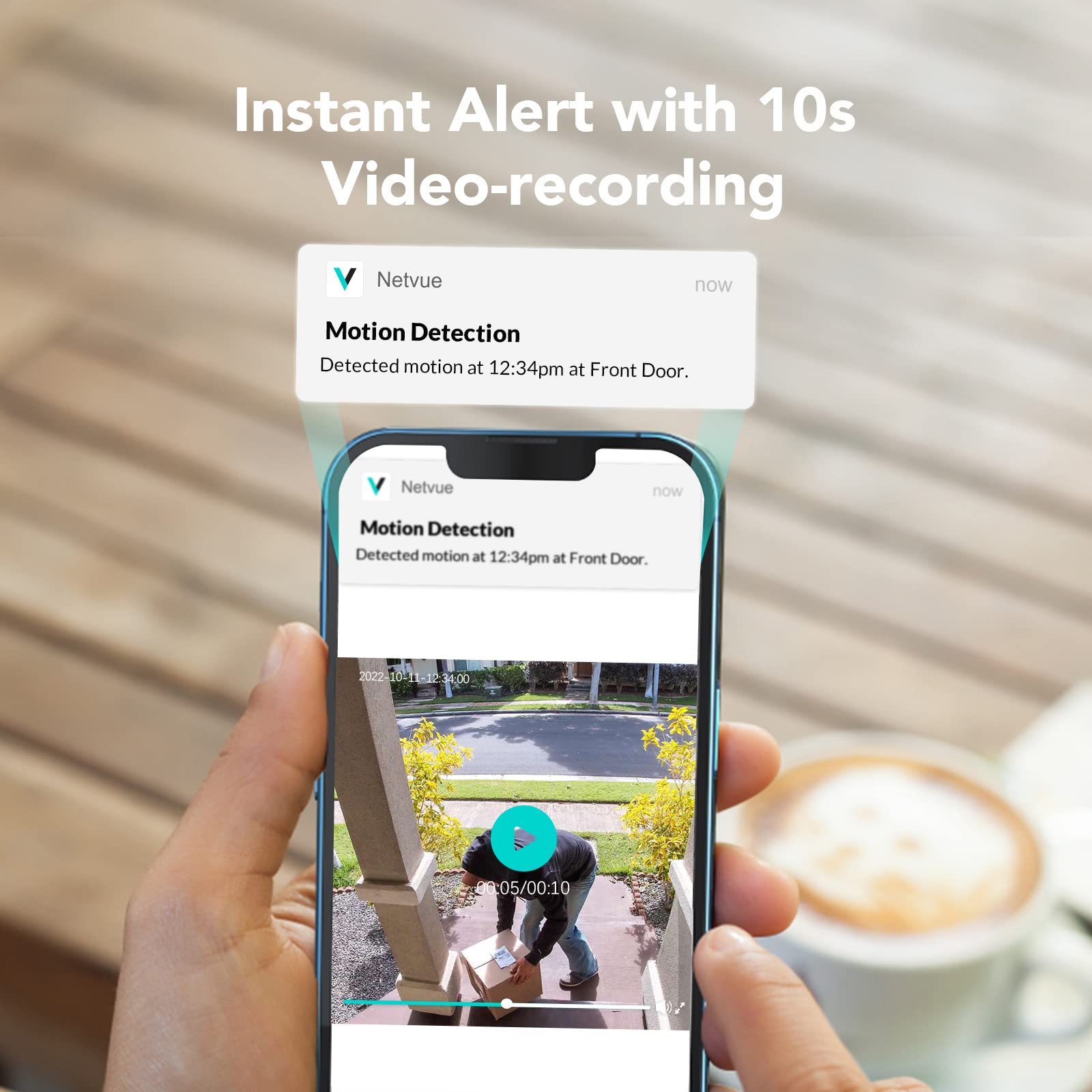 Netvue Security Camera With Solar Panel, 2K Color Night Vision Ai Motion Detection, Wifi Home Wireless Outdoor Camera, Ip65 Weat