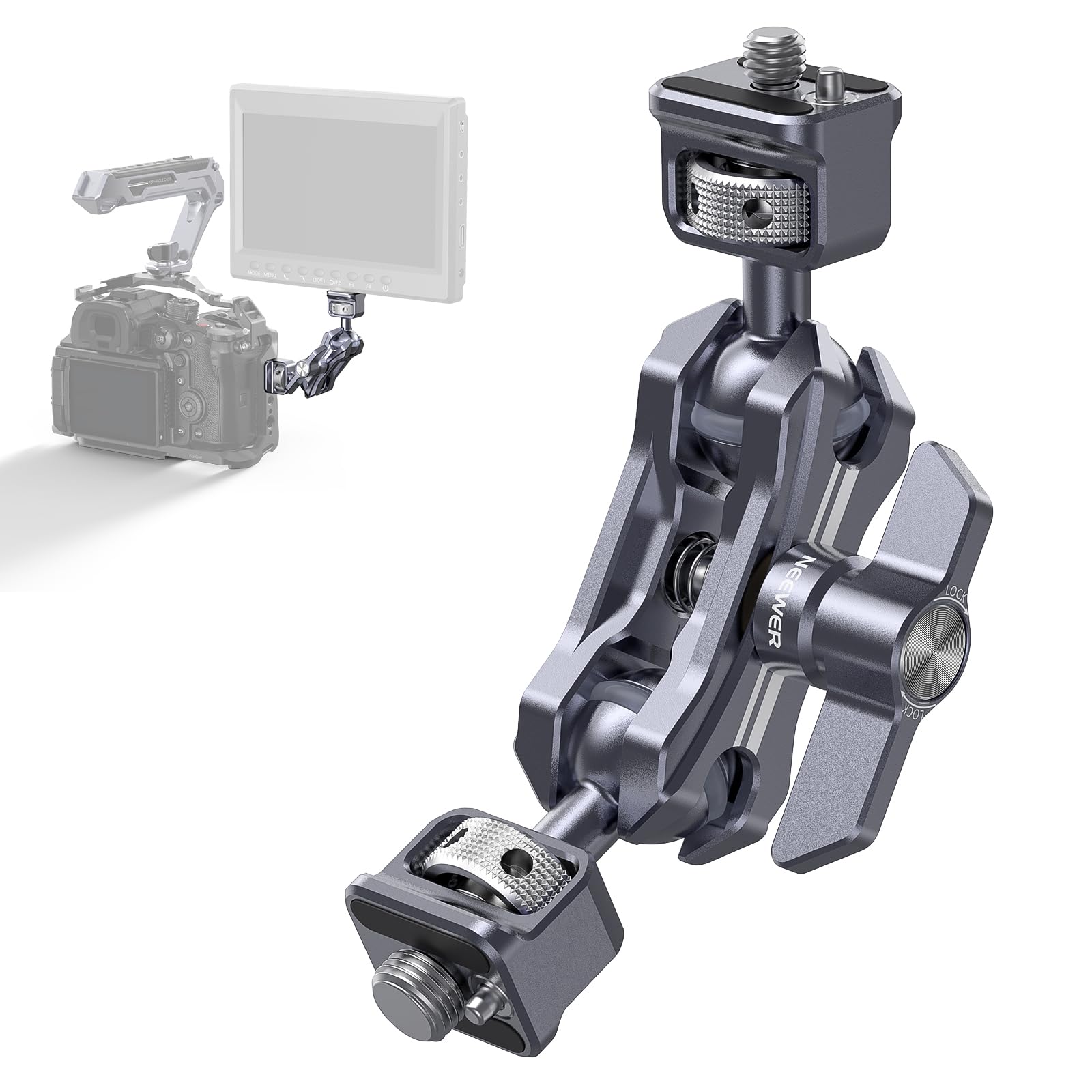 Neewer Lightweight Magic Arm, Articulating Friction Arm With 1/4'' & 3/8'' Screws, Retractable Anti Twist Locating Pin & 360 Bal