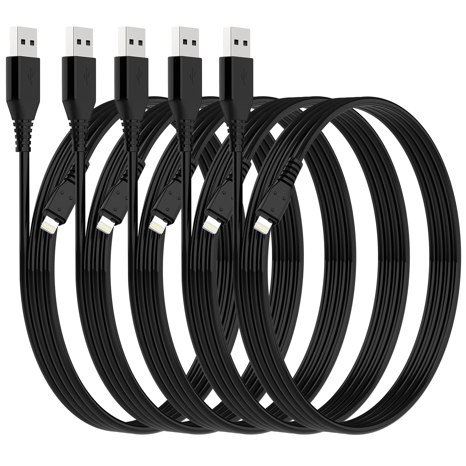 6Ft Iphone Charger 5Pack,Lightning Cable 6 Foot, Long Charging Cord 6 Feet Compatible With Apple Iphone 11/Pro/Max/Se/X/Xs Max/Xr/8/8 Plus/Ipad/Ipod (Black)
