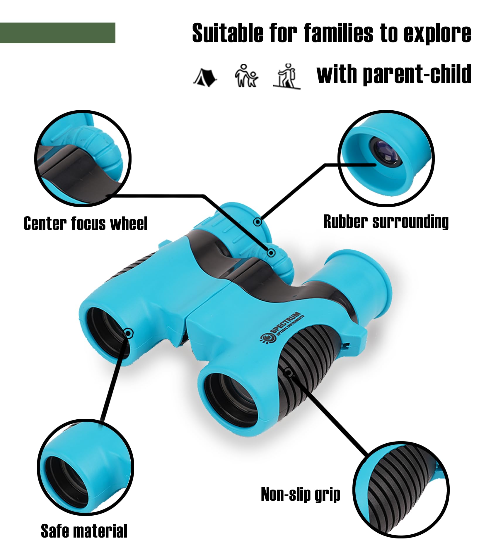 Spectrumoi Binocular For Kids,8X21 Kid Binoculars, Binoculars For Kids 8 12, Toy Binoculars For Kids 5 7, Blue Binocular