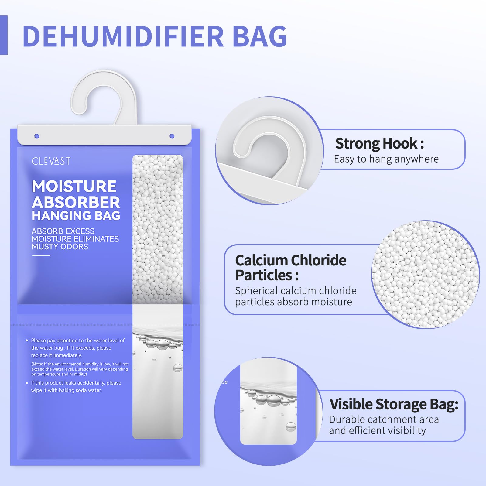 Clevast Moisture Absorbers Packets 6 Pack, Lemon Fragrance Big Dehumidifier Bags For Closet, Hanging Humidity Absorber In Wardro