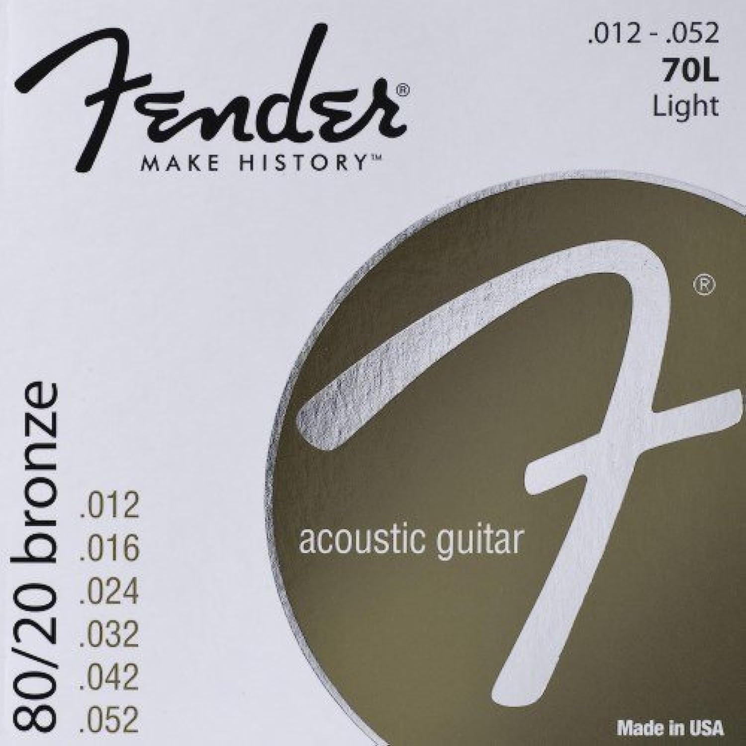 Fender 70L 80/20 Bronze Ball End 12 52, Acoustic Guitar Strings