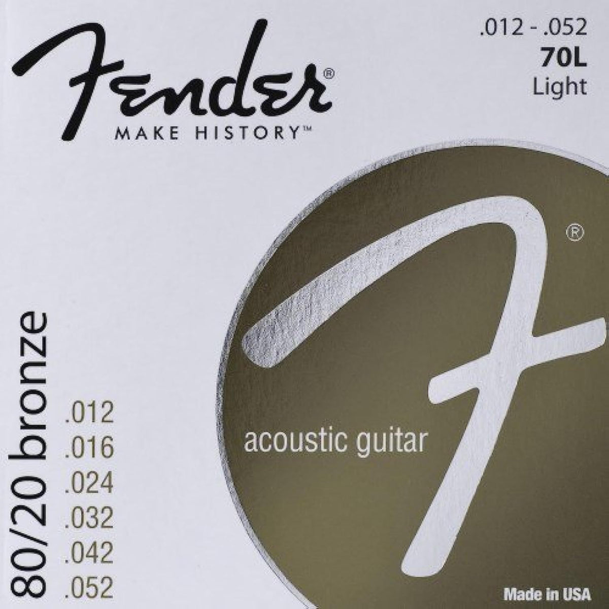 Fender 70L 80/20 Bronze Ball End 12 52, Acoustic Guitar Strings