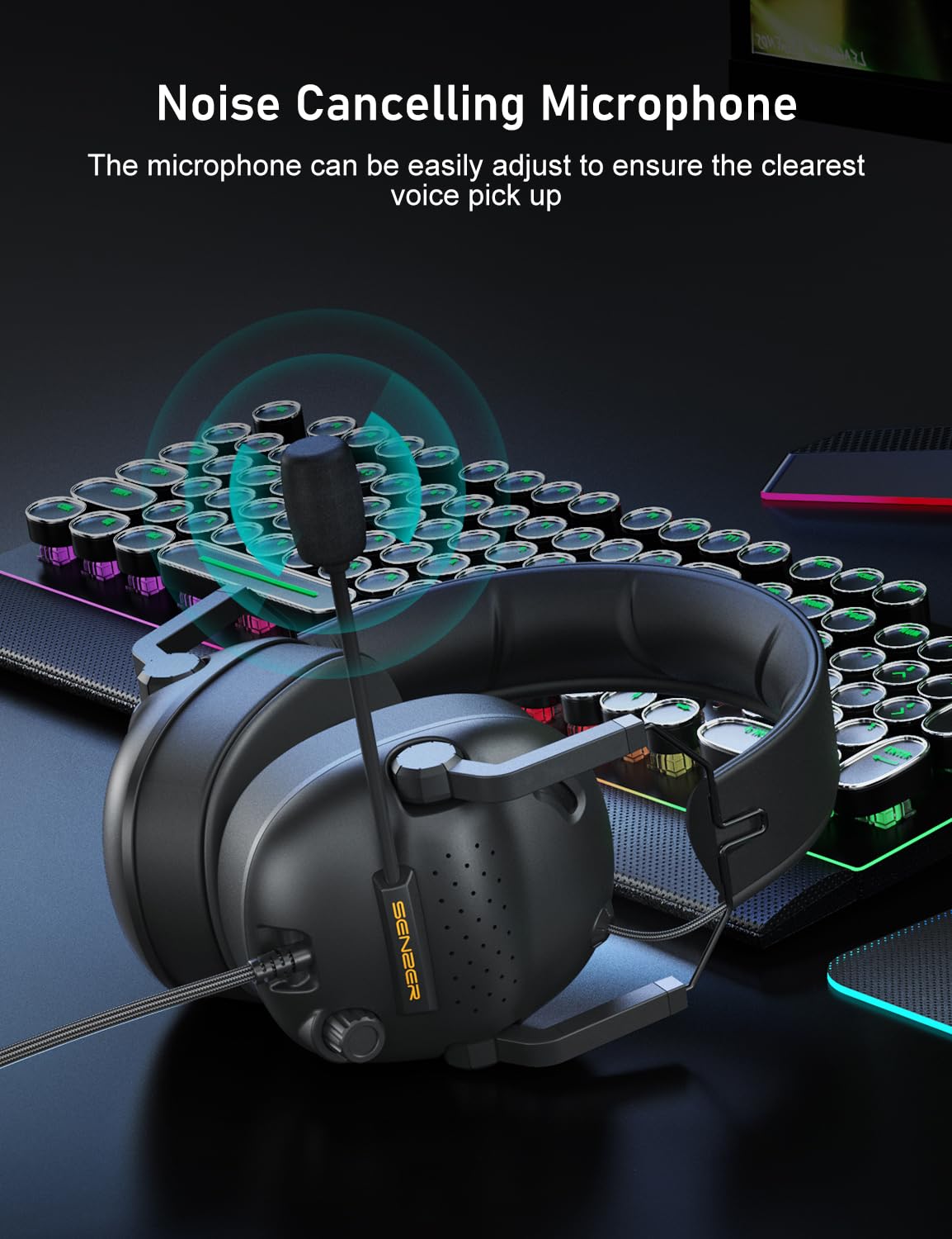 Senzer Sg500 Surround Sound Pro Gaming Headset With Noise Cancelling Microphone   Soft Memory Foam Padding   Portable Foldable H