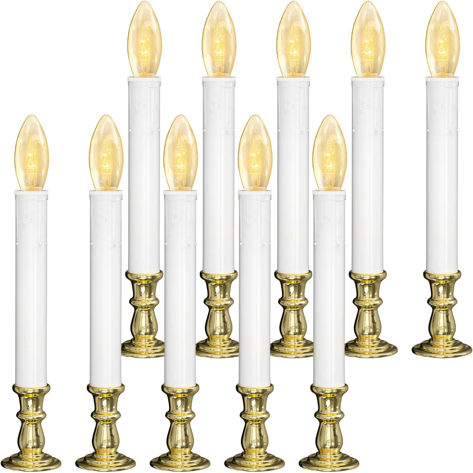 Txcigech 10PCS Christmas LED Window Candles with Timer, Flameless Candle with Suction Cups Battery Operated for Christmas Home W
